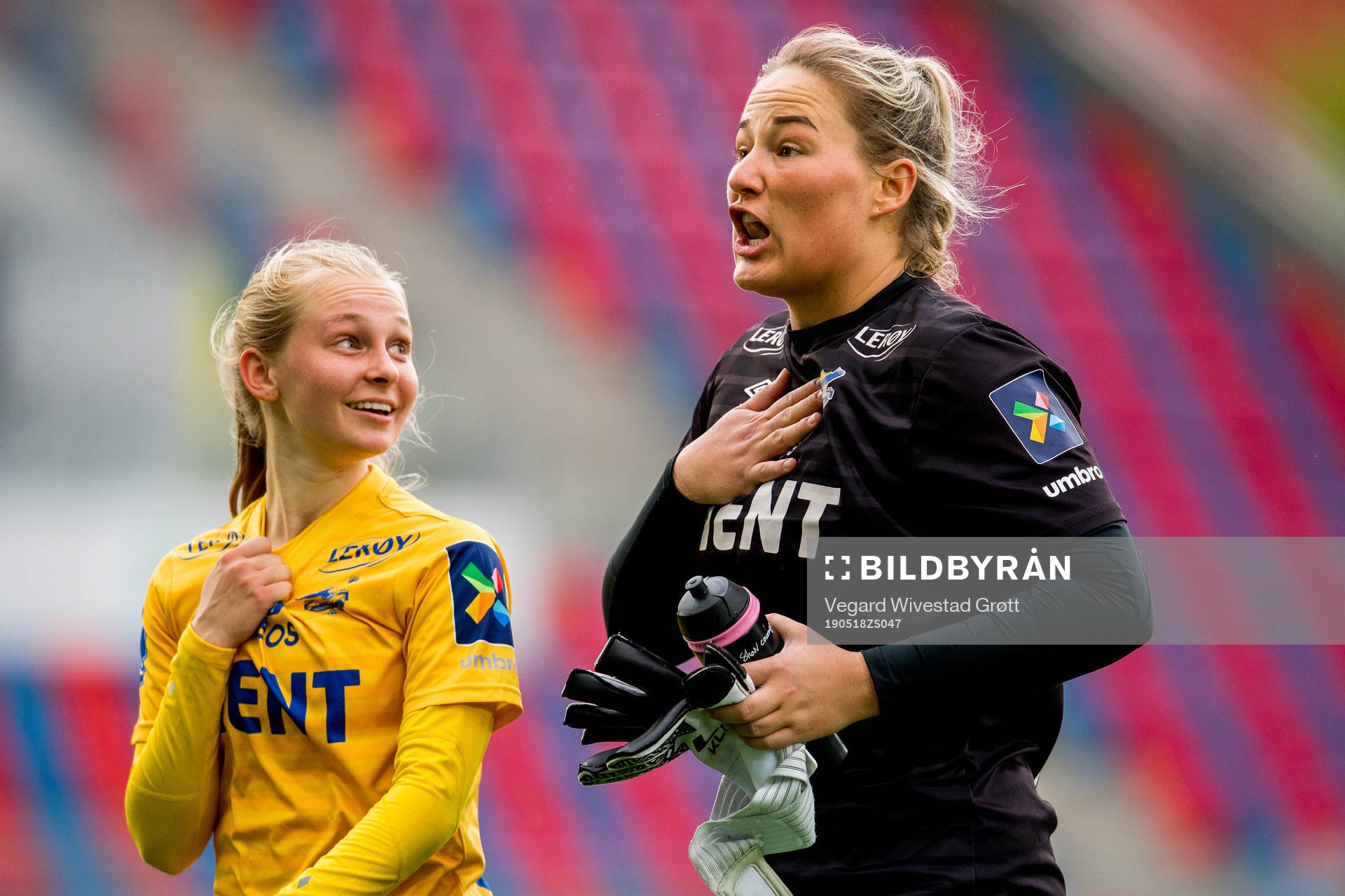 Emilie Marie Joramo and goalkeeper Kristine Nøstmo of