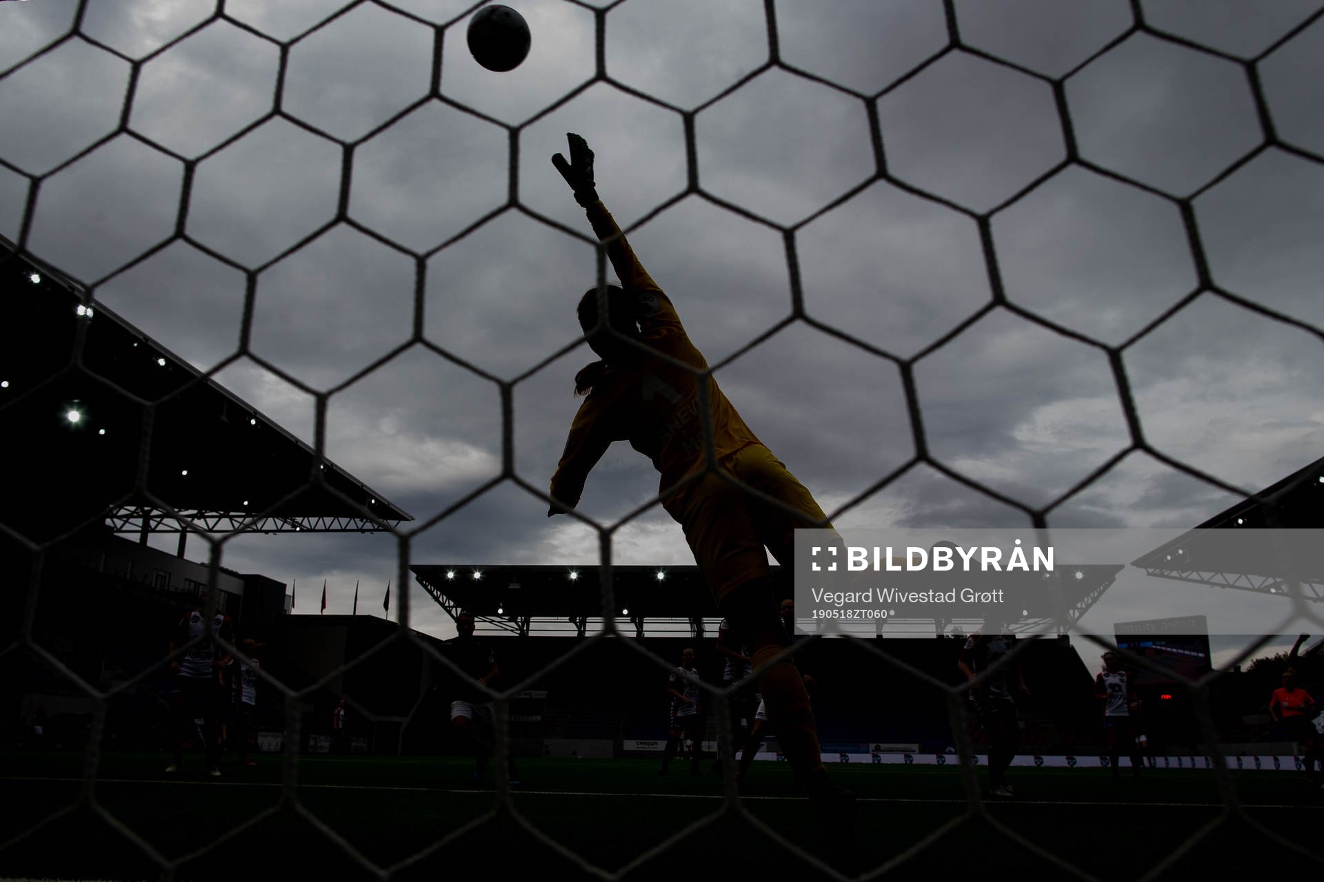 The silhouette of goalkeeper Karen Olive Sneve of Lyn