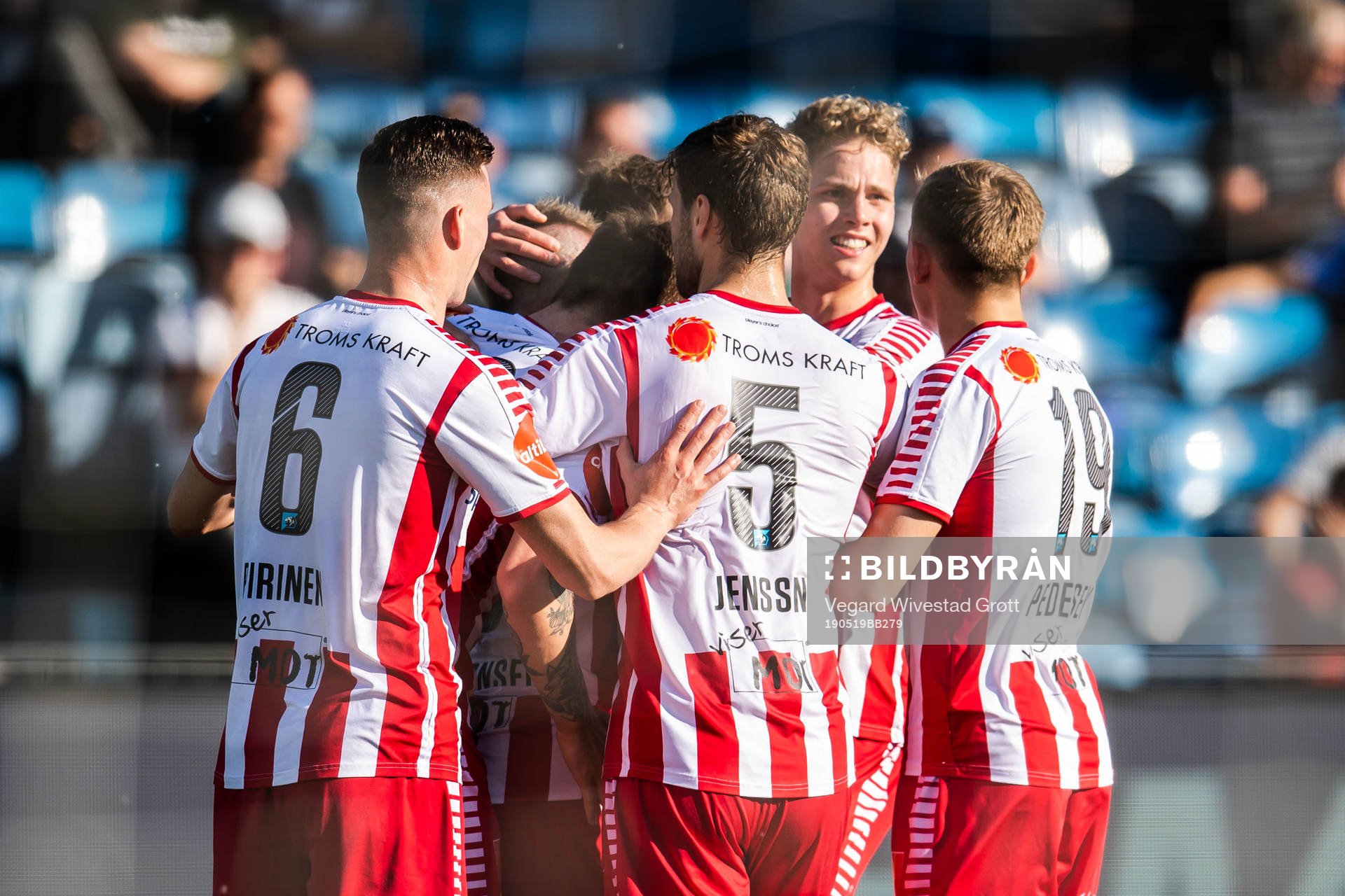 Kent-Are Antonsen of Tromsø celebrate with teammates