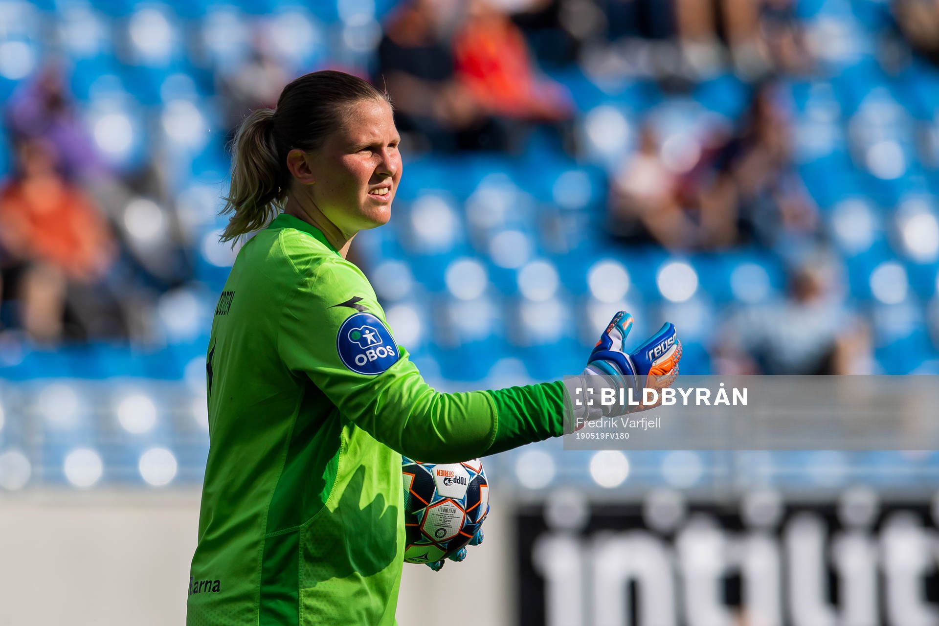 Goalkeeper Kirvil Sundsfjord of Røa during the Toppserien football match between Røa and Avaldsnes on May 19, 2019 in Oslo. 