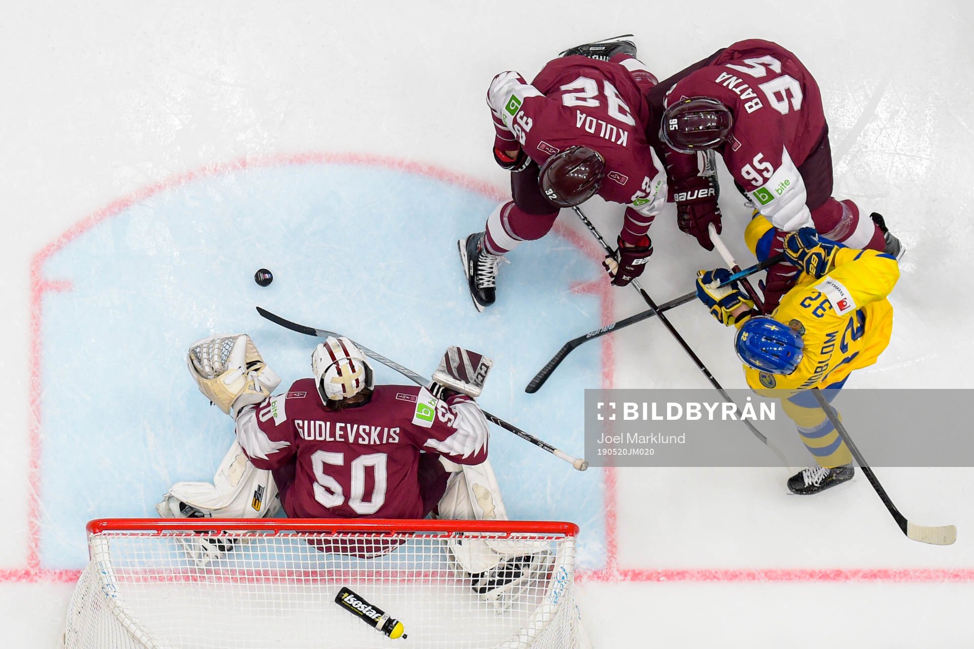 Oskar Lindblom of Sweden in action against goaltender