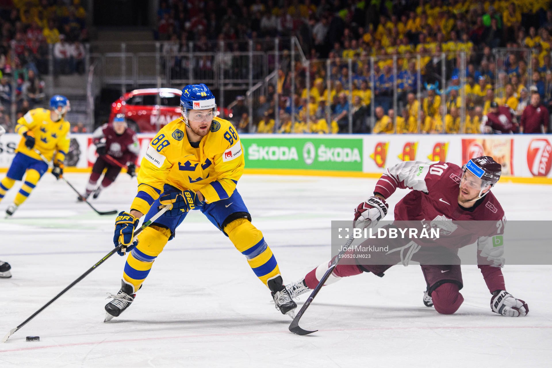 William Nylander of Sweden and Miks Indrasis of Latvia