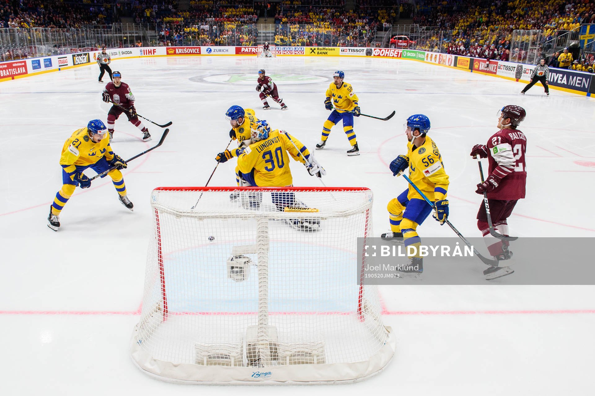 Mattias Ekholm and Loui Eriksson of Sweden scores a own