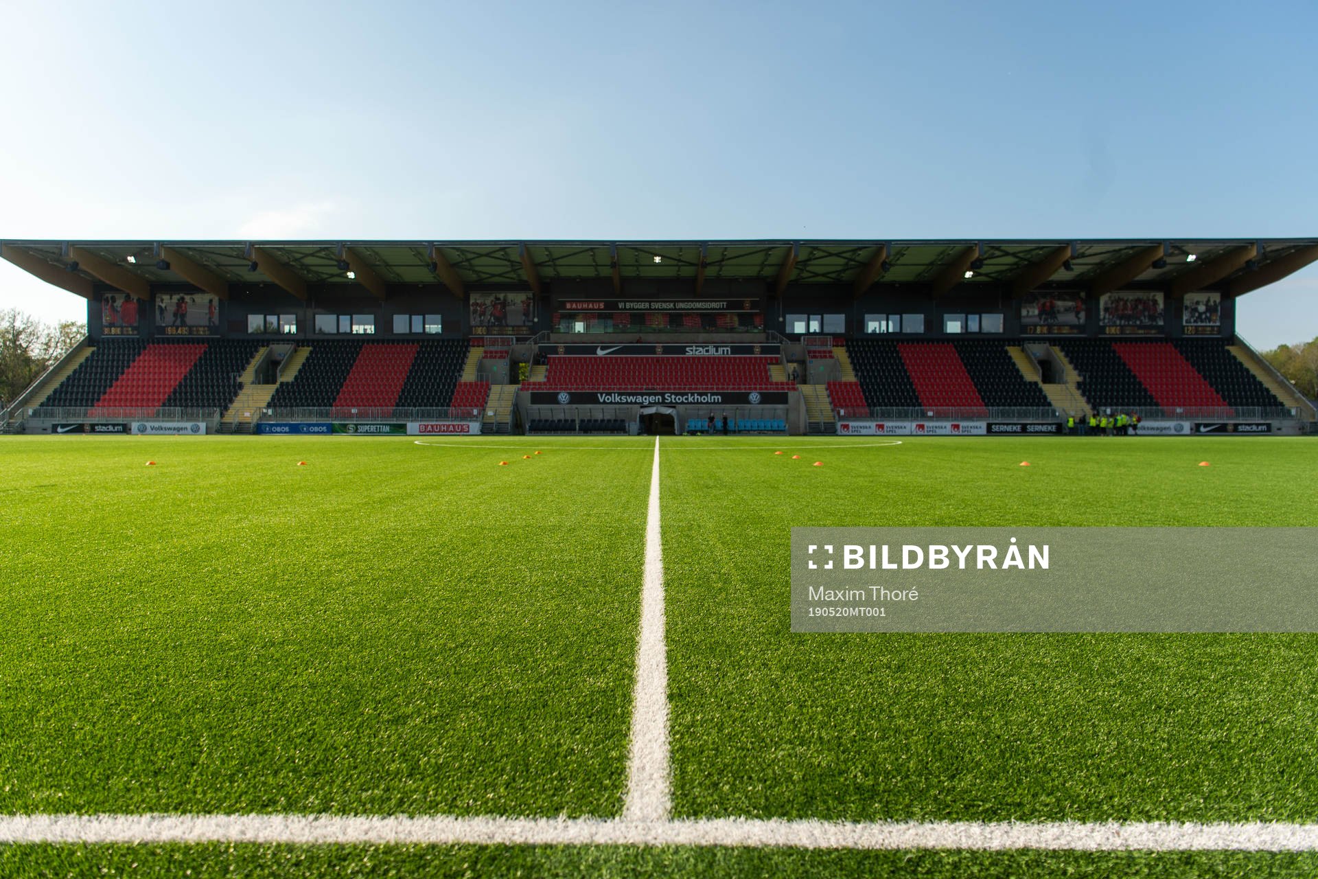 Generell vy över Grimsta IP inför fotbollsmatchen i Superettan mellan Brommapojkarna och Jönköping den 20 maj 2019 i Stockholm.