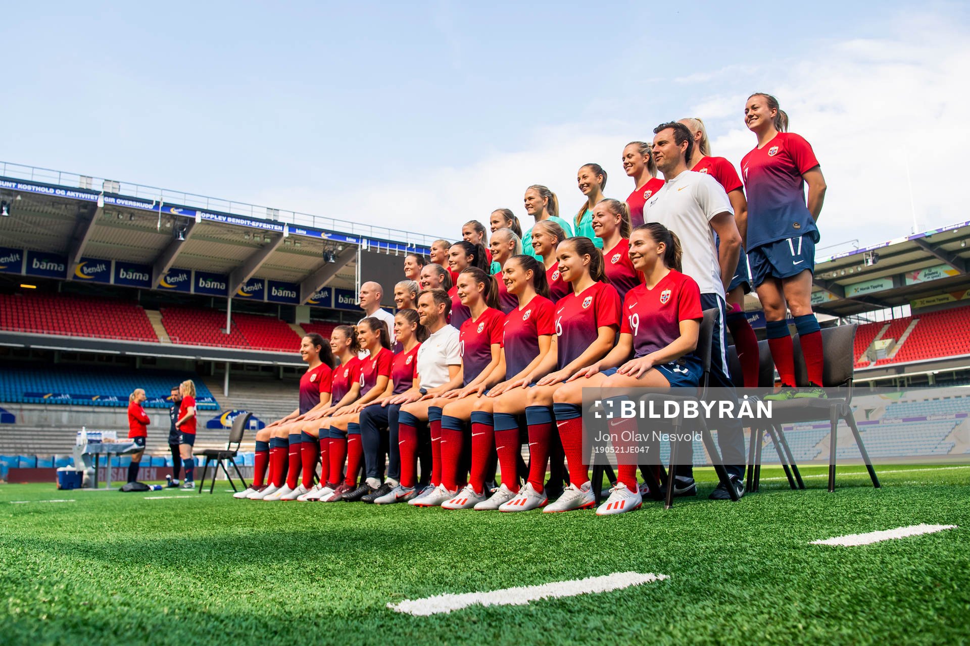 Players and coaching staff of the Norwegian national