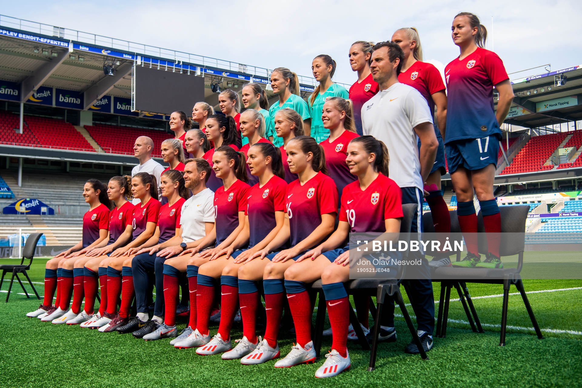Players and coaching staff of the Norwegian national