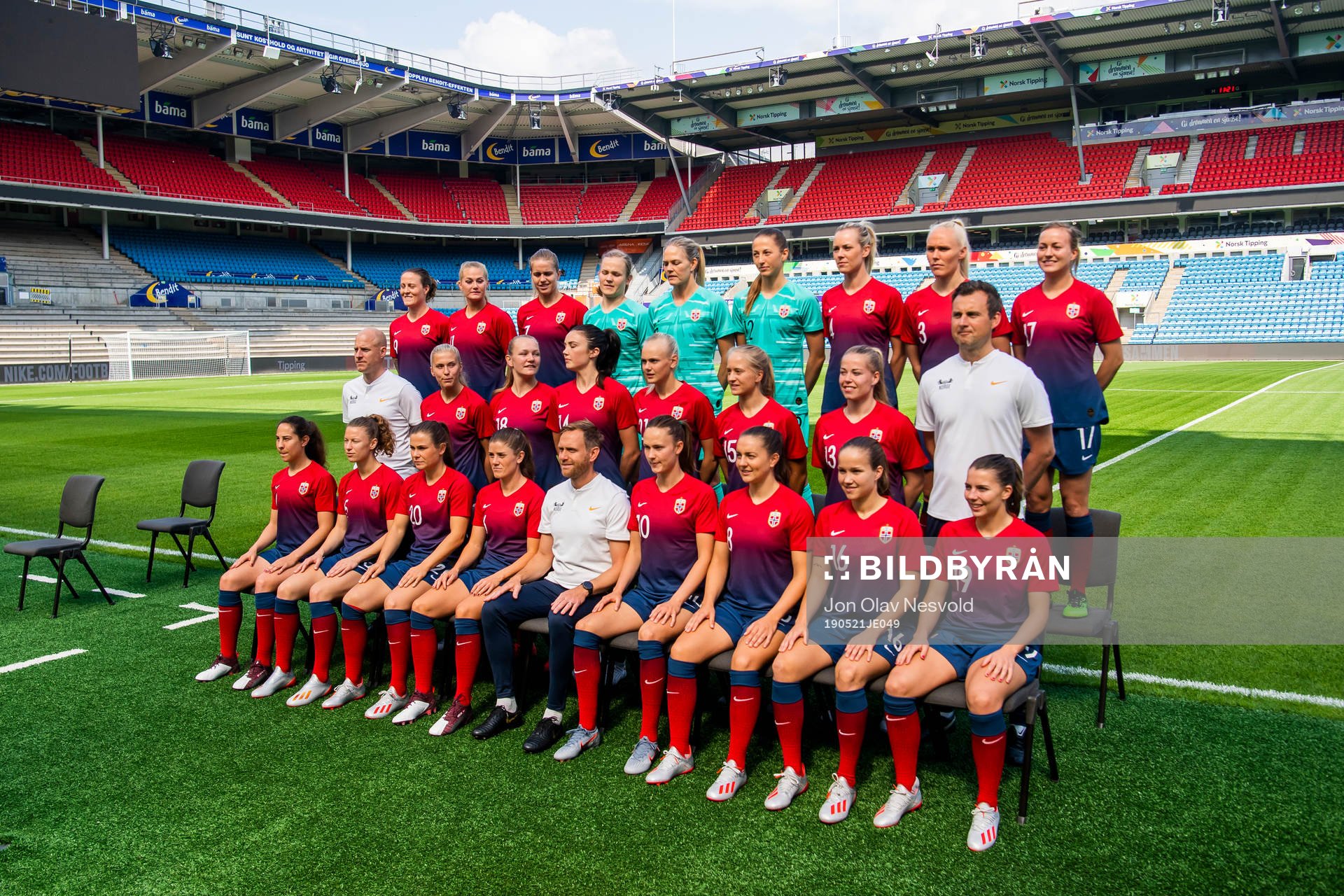 Players and coaching staff of the Norwegian national