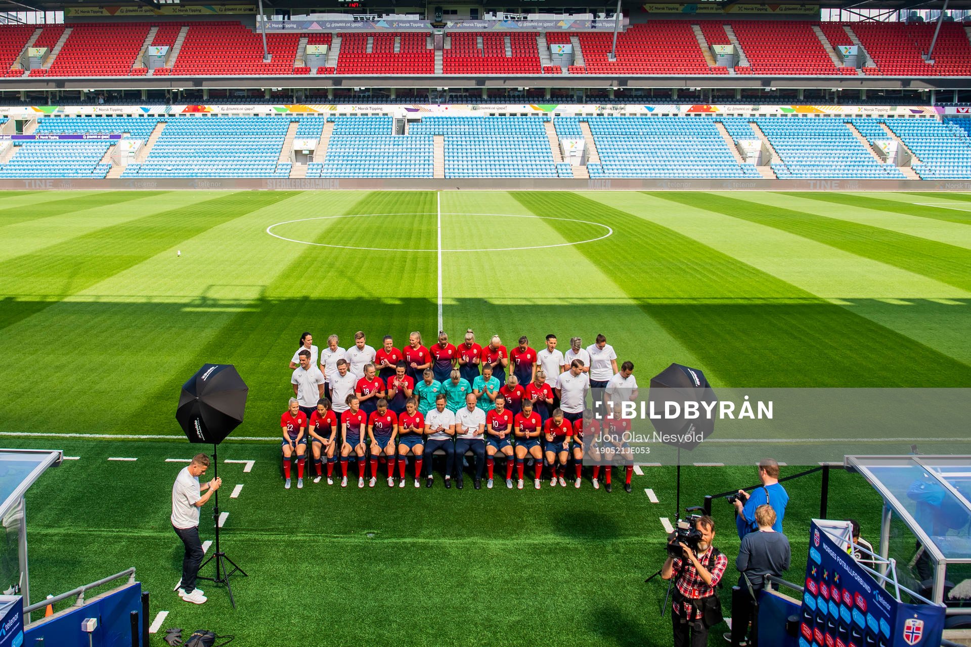 Players and coaching staff of the Norwegian national