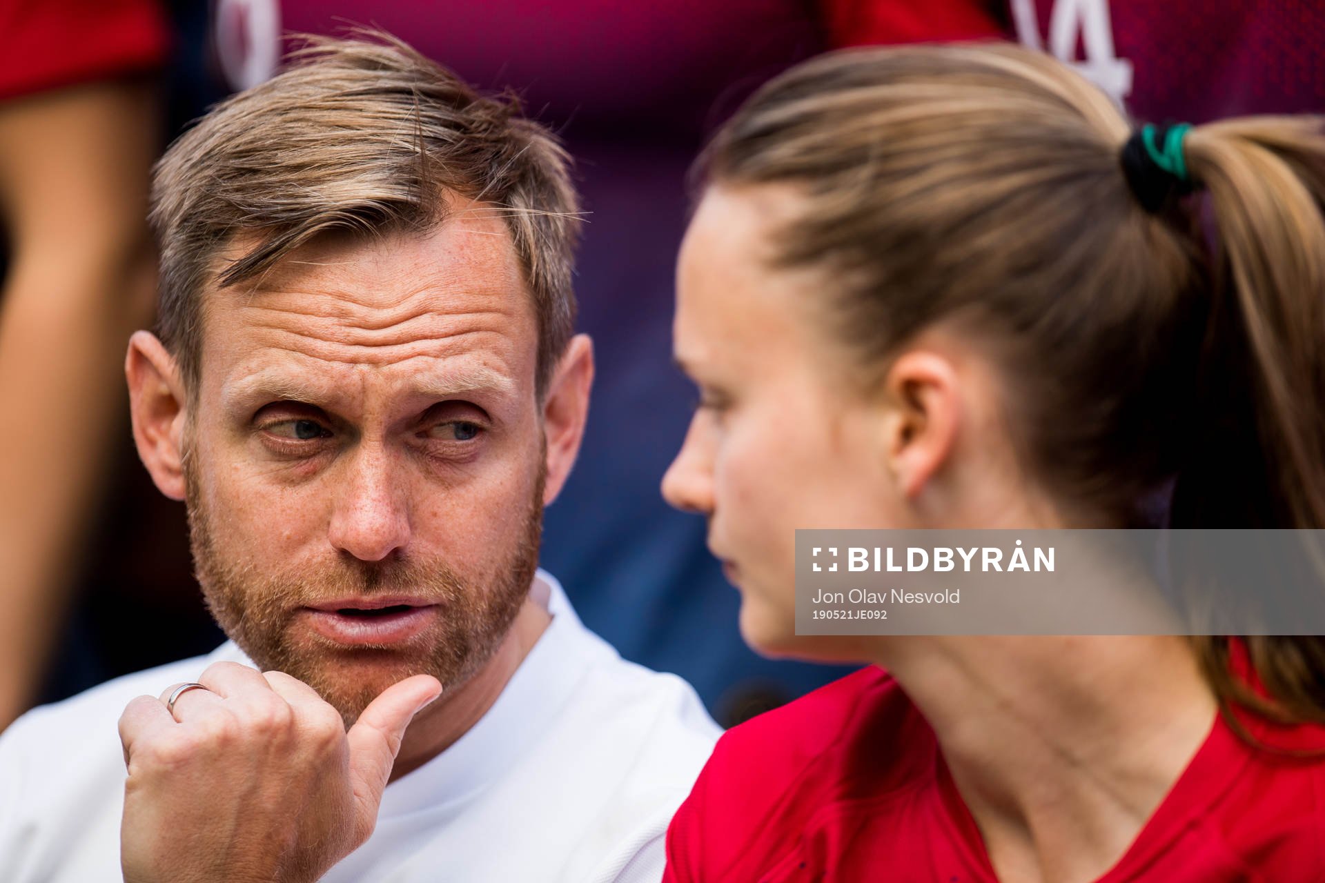 Martin Sjögren, head coach of Norway, and Caroline Graham