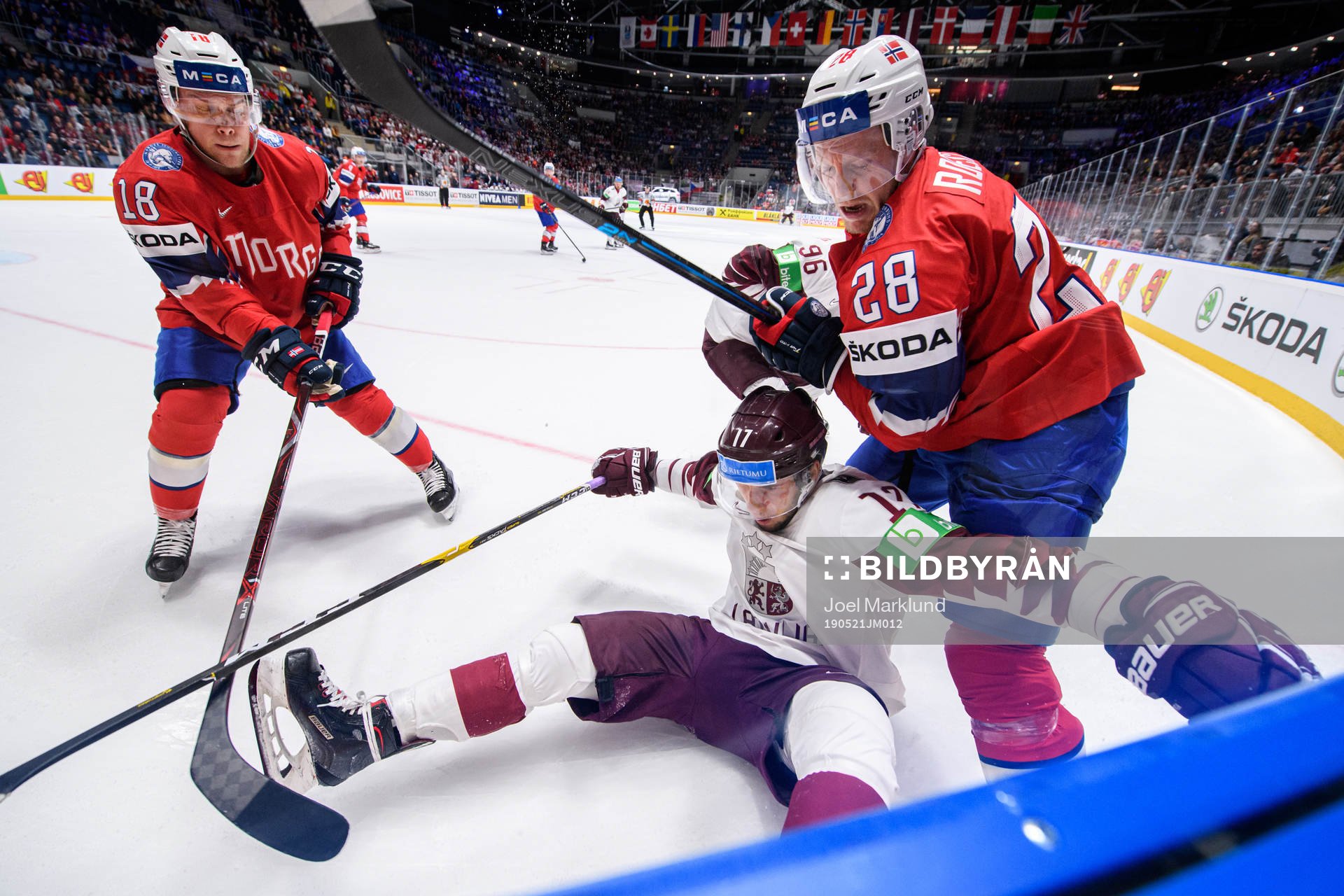 Tobias Lindström and Niklas Roest of Norway in action with