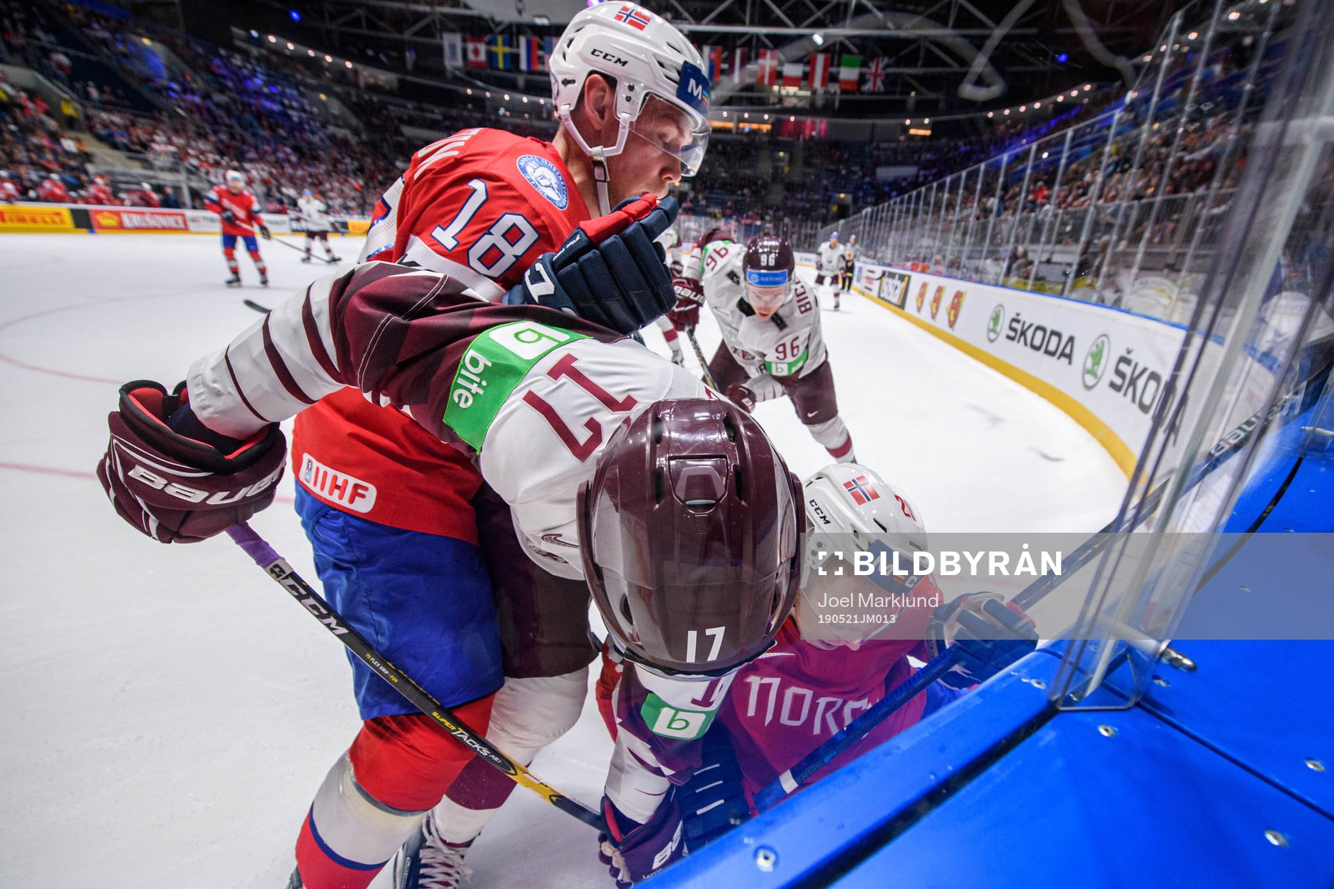 Tobias Lindström and Niklas Roest of Norway in action with