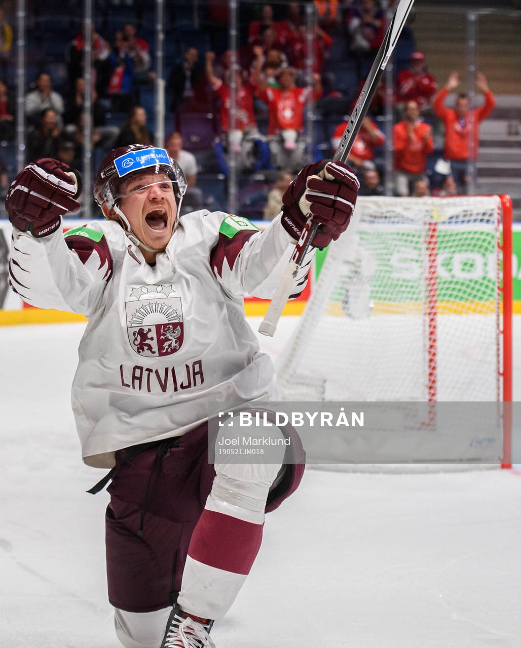 Rihards Marenis of Latvia celebrates
