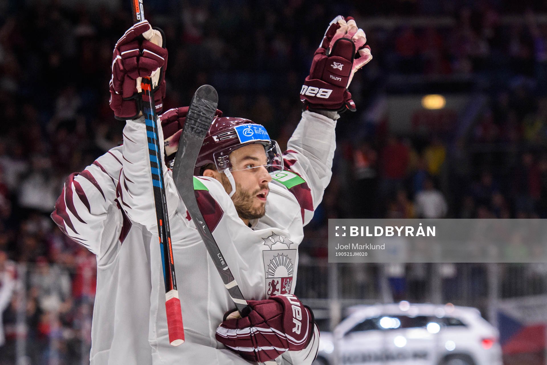 Janis Jaks of Latvia celebrates