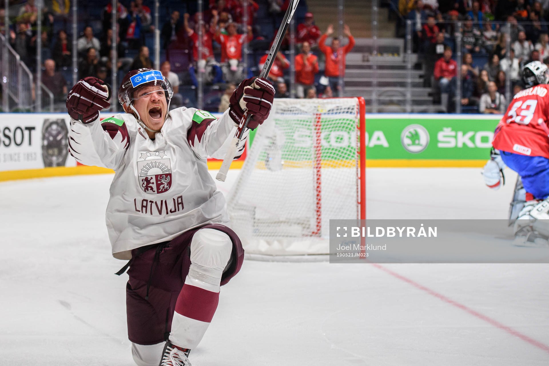 Rihards Marenis of Latvia celebrates