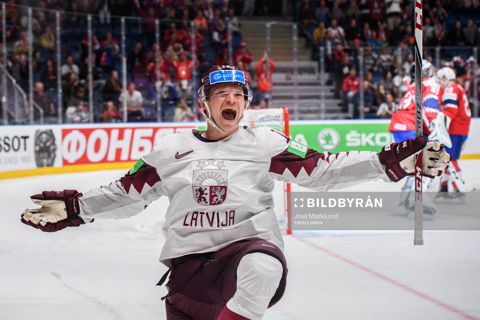 Rihards Marenis of Latvia celebrates