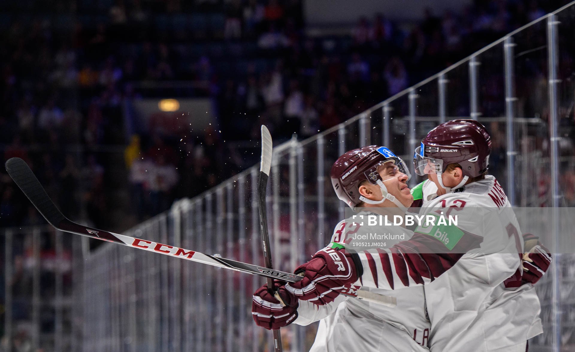 Arturs Kulda and Rihards Marenis of Latvia celebrate