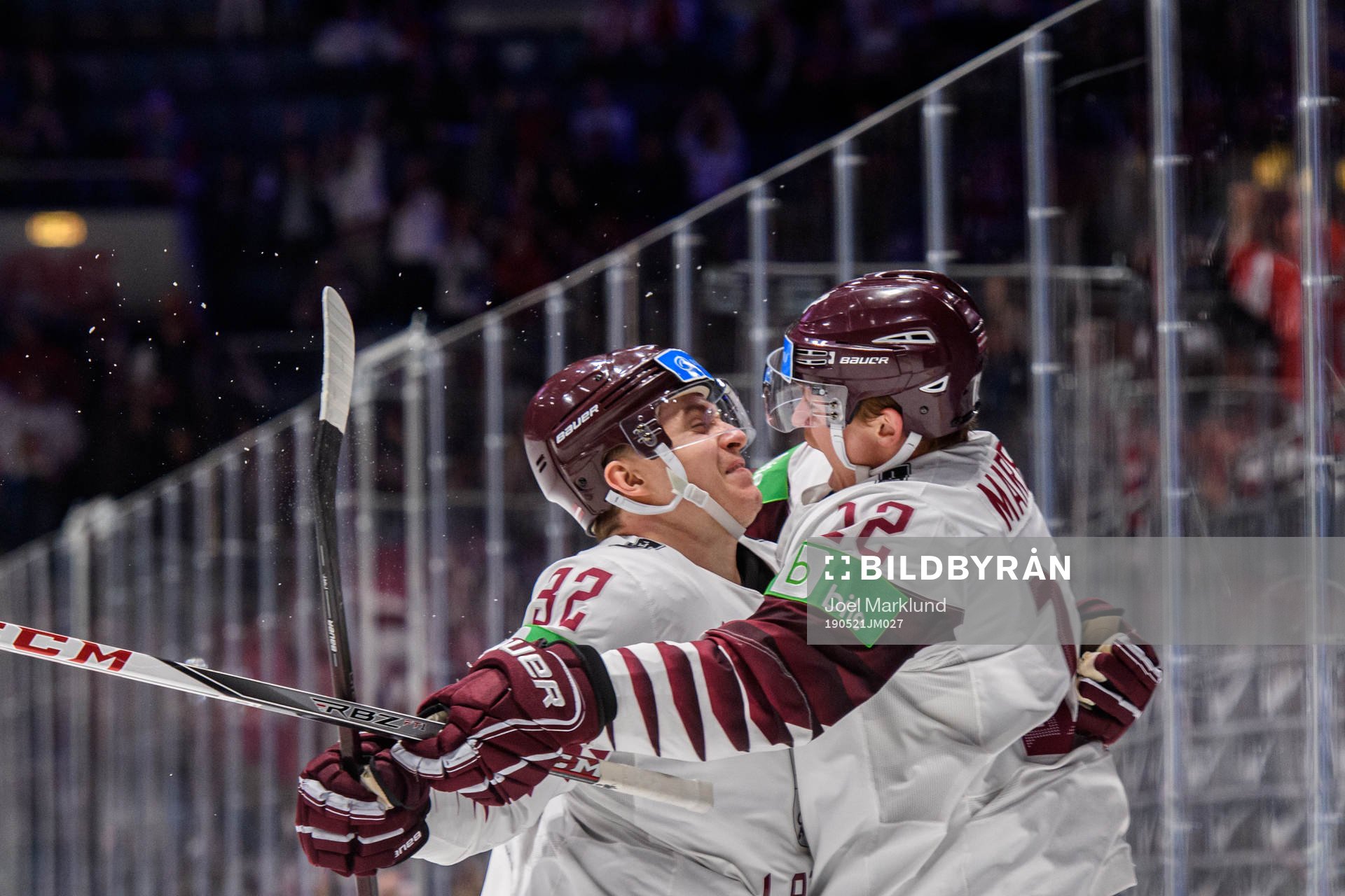 Arturs Kulda and Rihards Marenis of Latvia celebrate