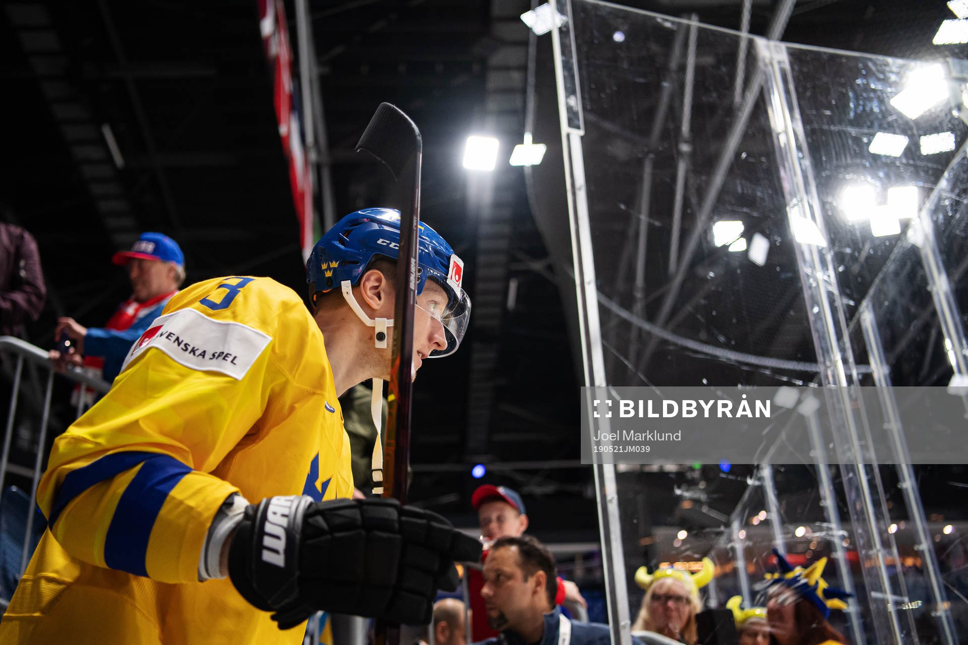 John Klingberg of Sweden enters the ice for warm-up