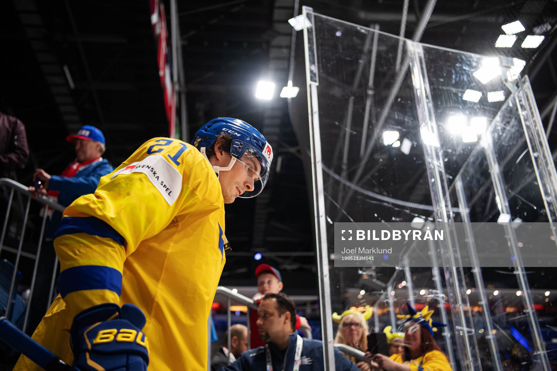 Loui Eriksson of Sweden enters the ice for warm-up