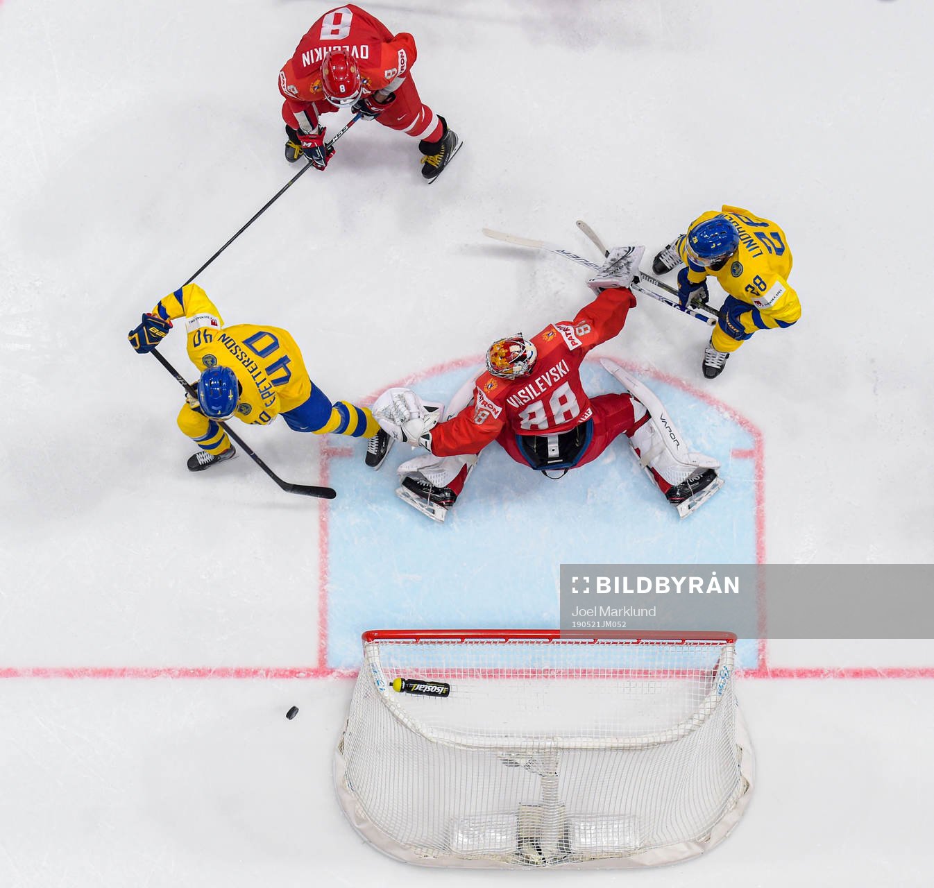 Elias Pettersson of Sweden fails to score against