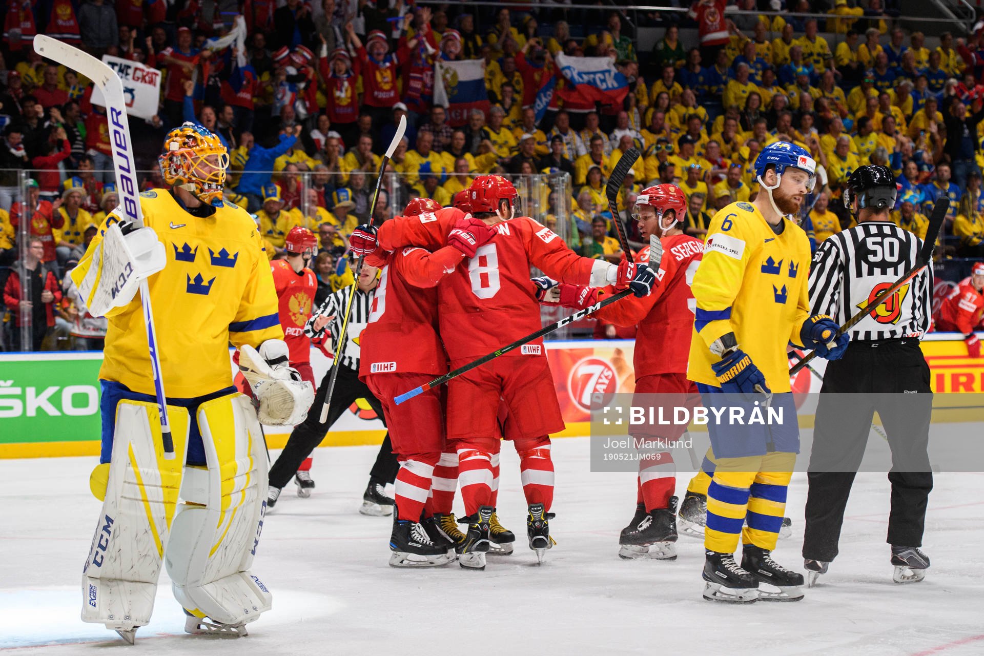 Goaltender Jacob Markström and Adam Larsson of Sweden