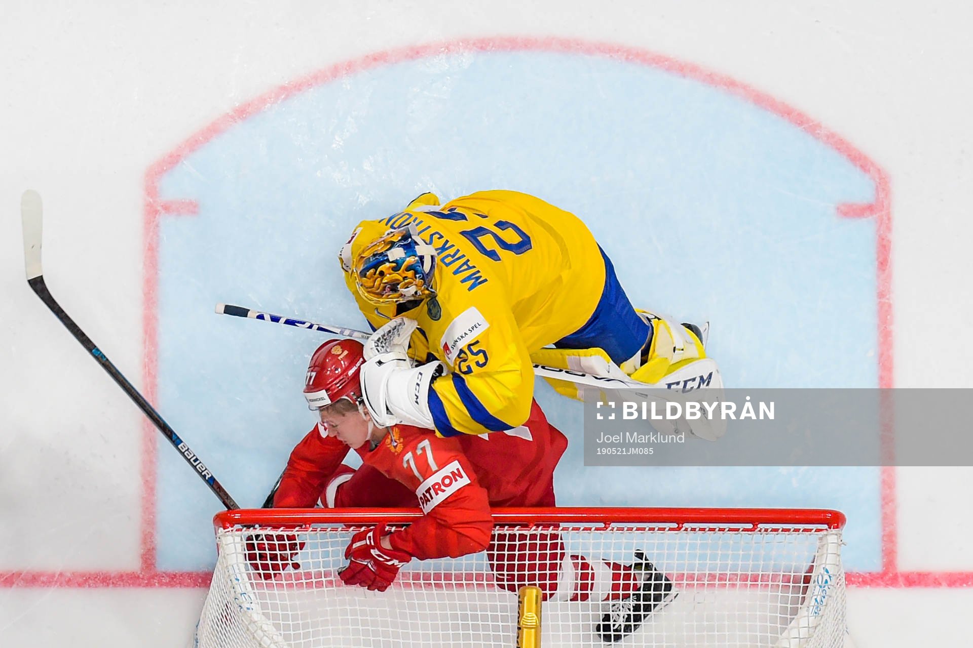 Goaltender Jacob Markström of Sweden in action with Kirill
