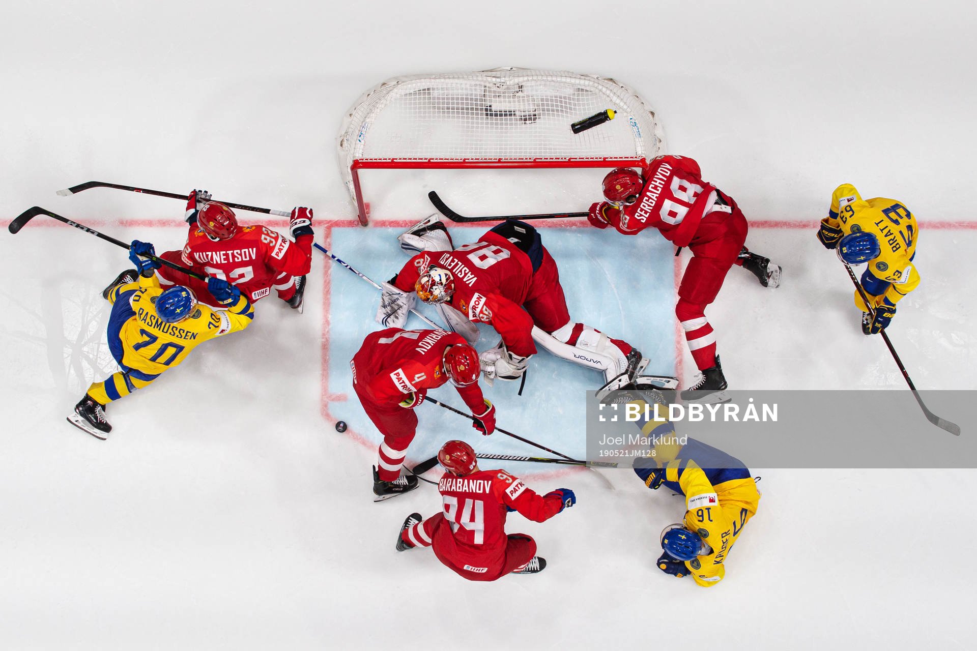 Dennis Rasmussen, Marcus Krüger and Jesper Bratt of Sweden