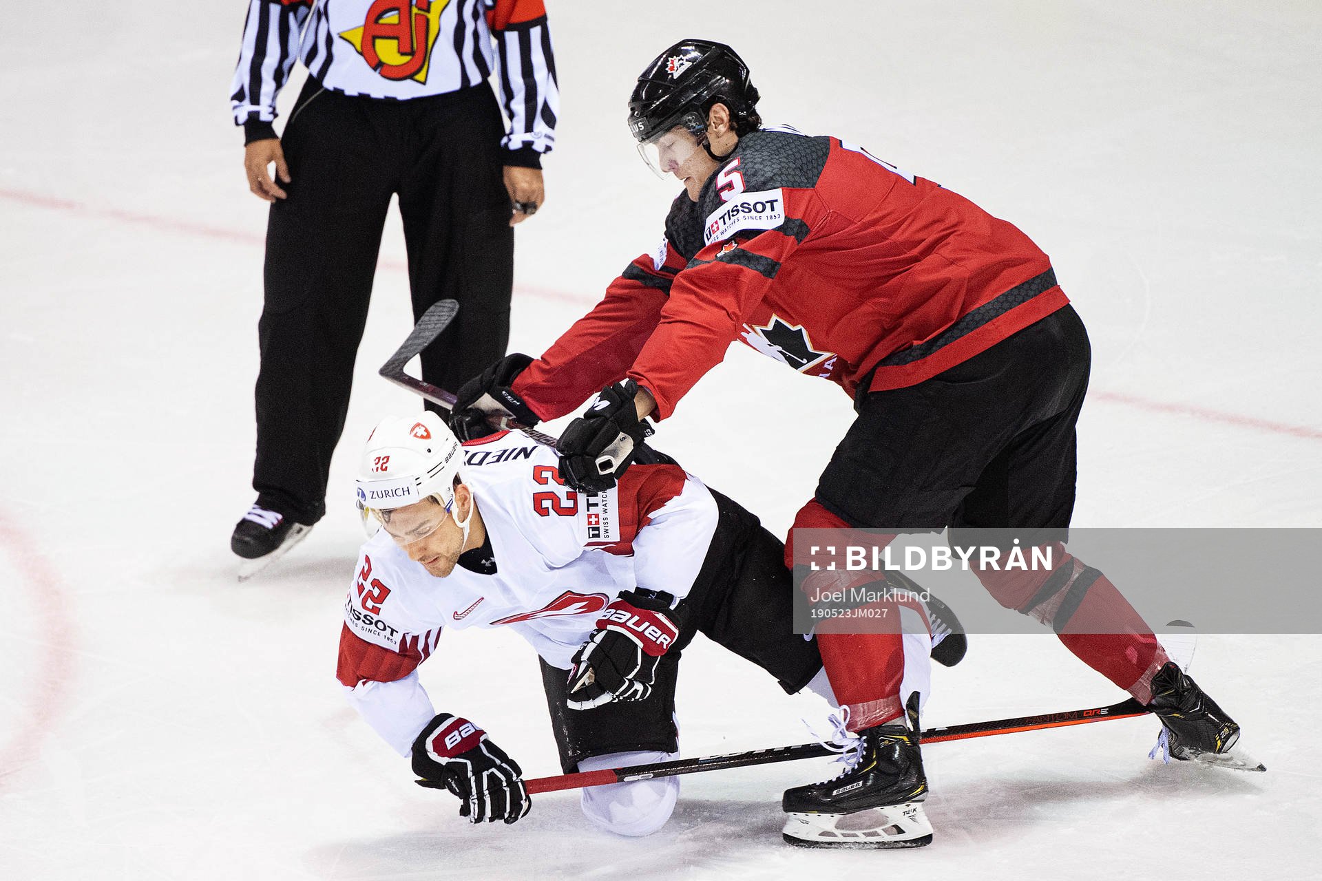 Nino Niederreiter of Switzerland and Philippe Myers of