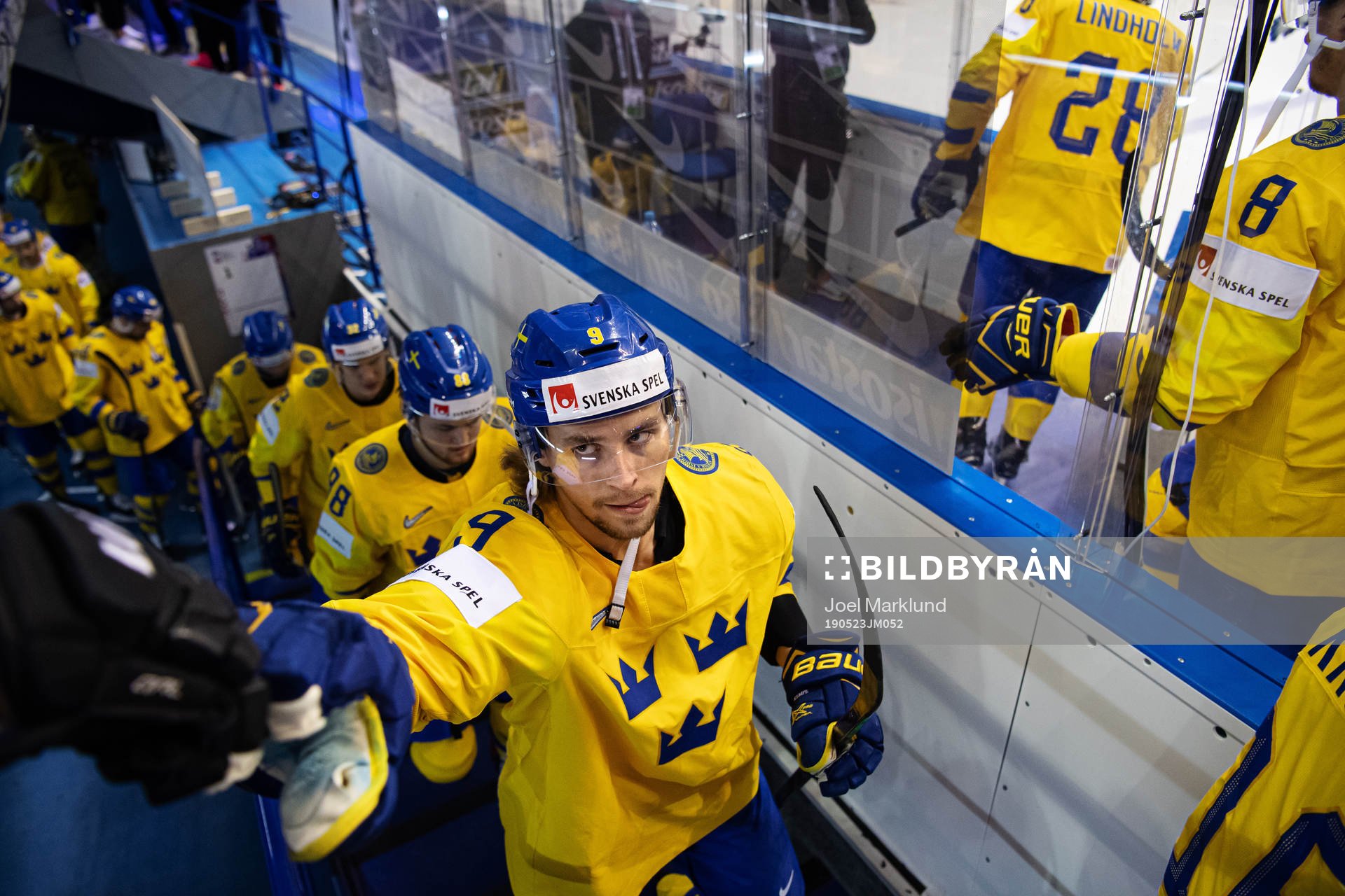 Adrian Kempe of Sweden fist bumps with a fan