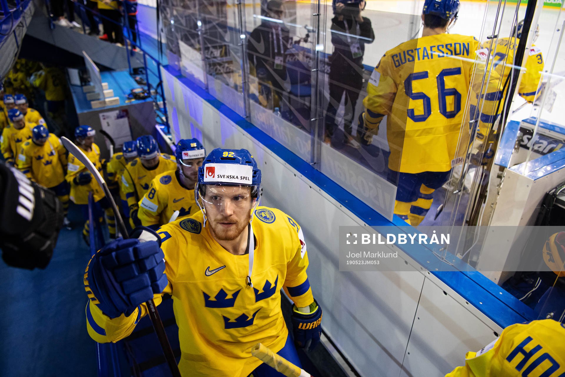 Gabriel Landeskog of Sweden fist bumps with a fan