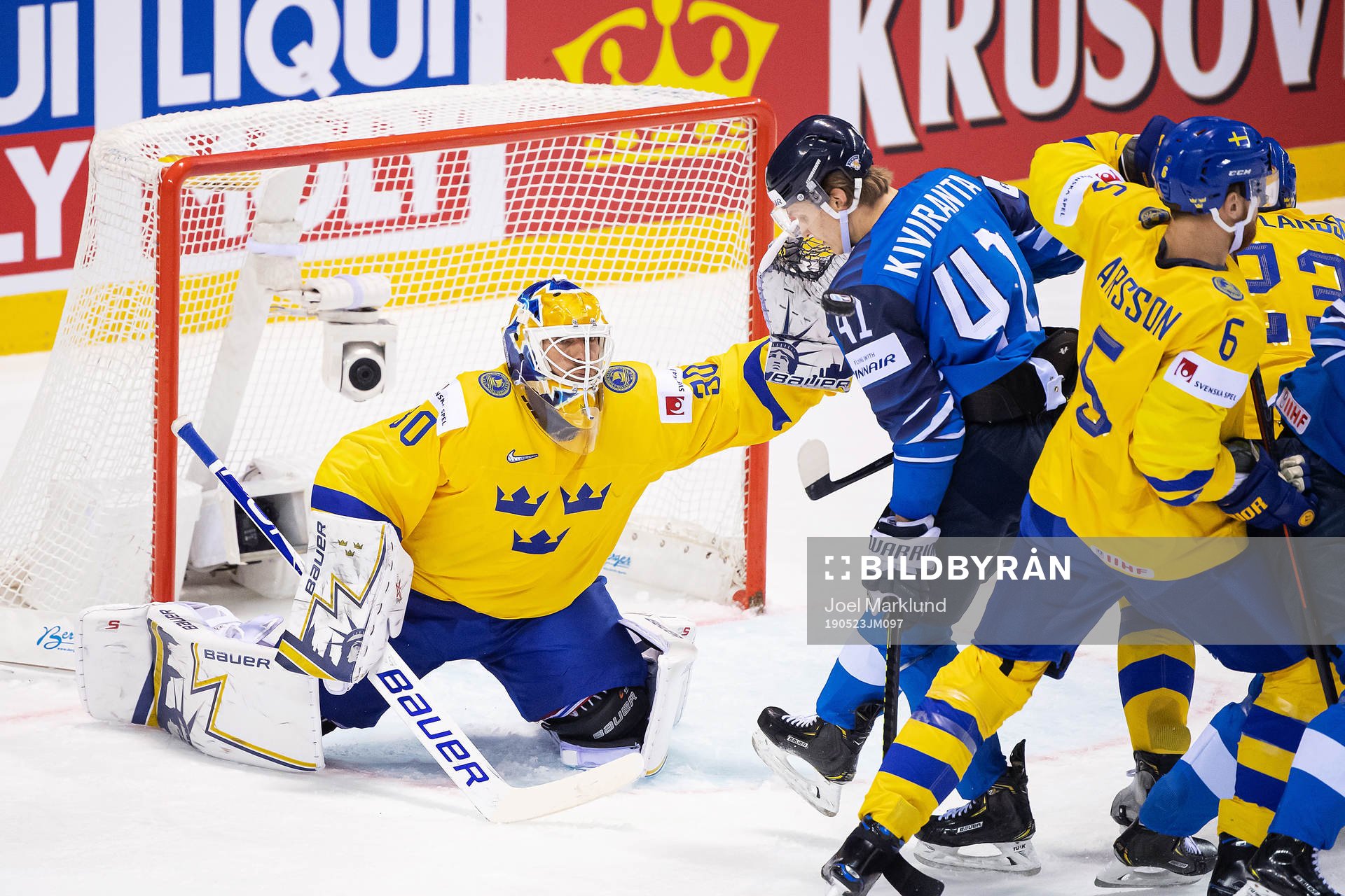 Joel Kiviranta of Finland in action against goaltender