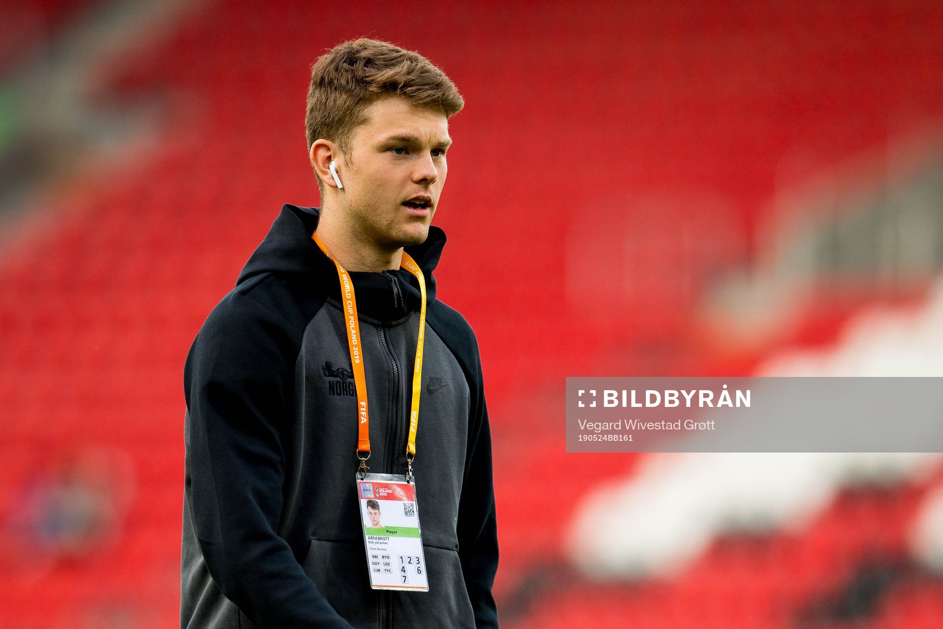 Goalkeeper Erik Johannes Arnebrott ahead of the FIFA U-20 World Cup football match between Uruguay and Norway on May 24, 2019 in Lodz.