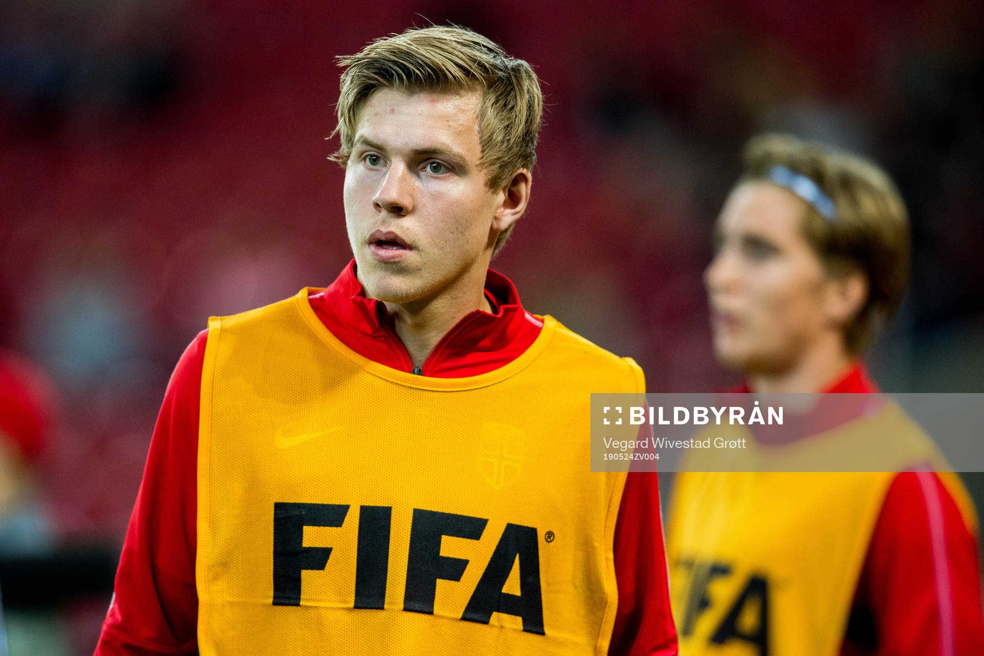 Jens Hauge of Norway warms up