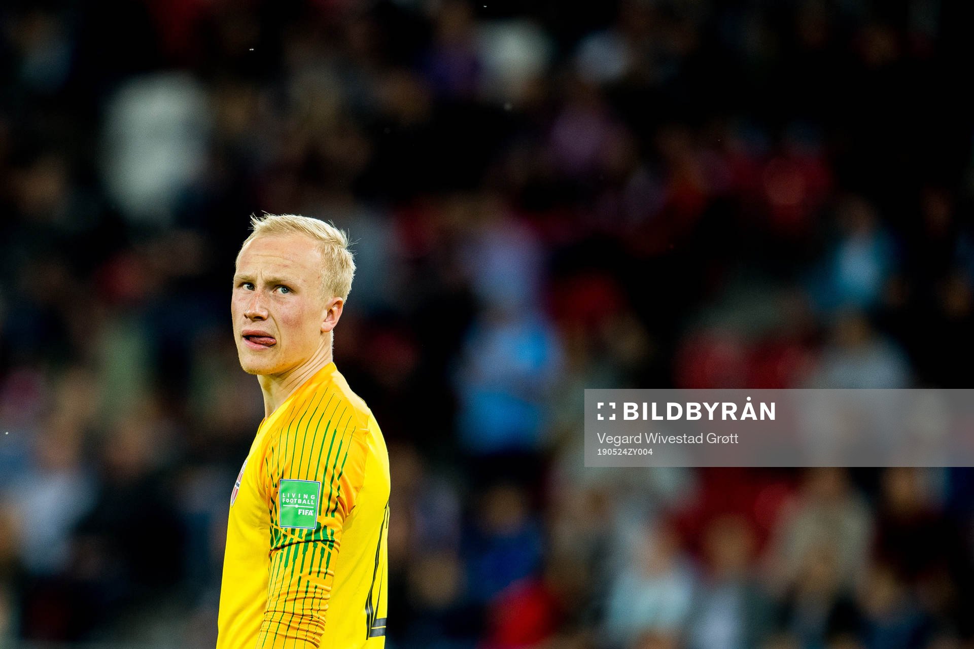 Goalkeeper Julian Faye Lund of Norway looks dejected