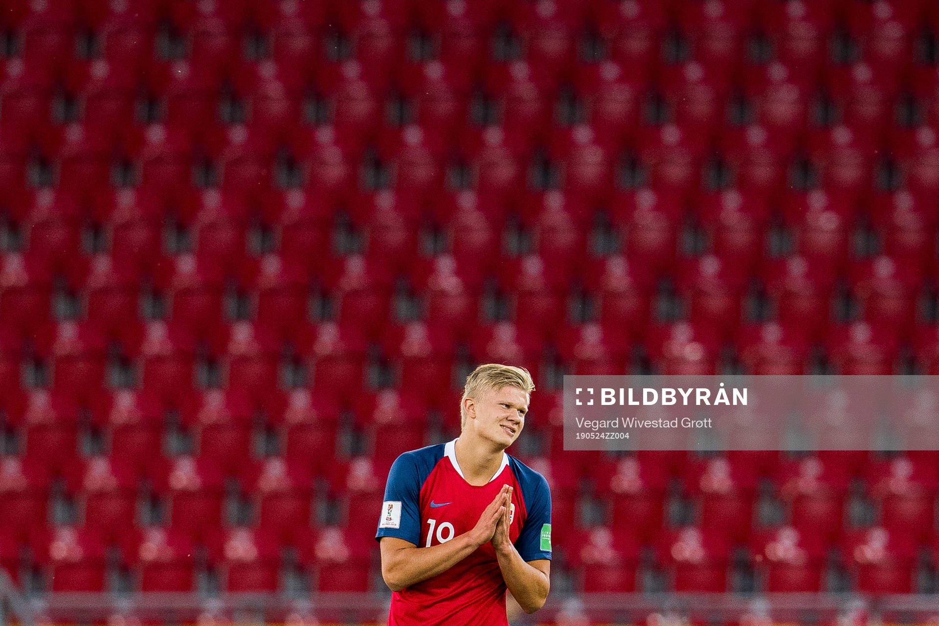 Erling Braut Haaland of Norway reacts waiting for the VAR