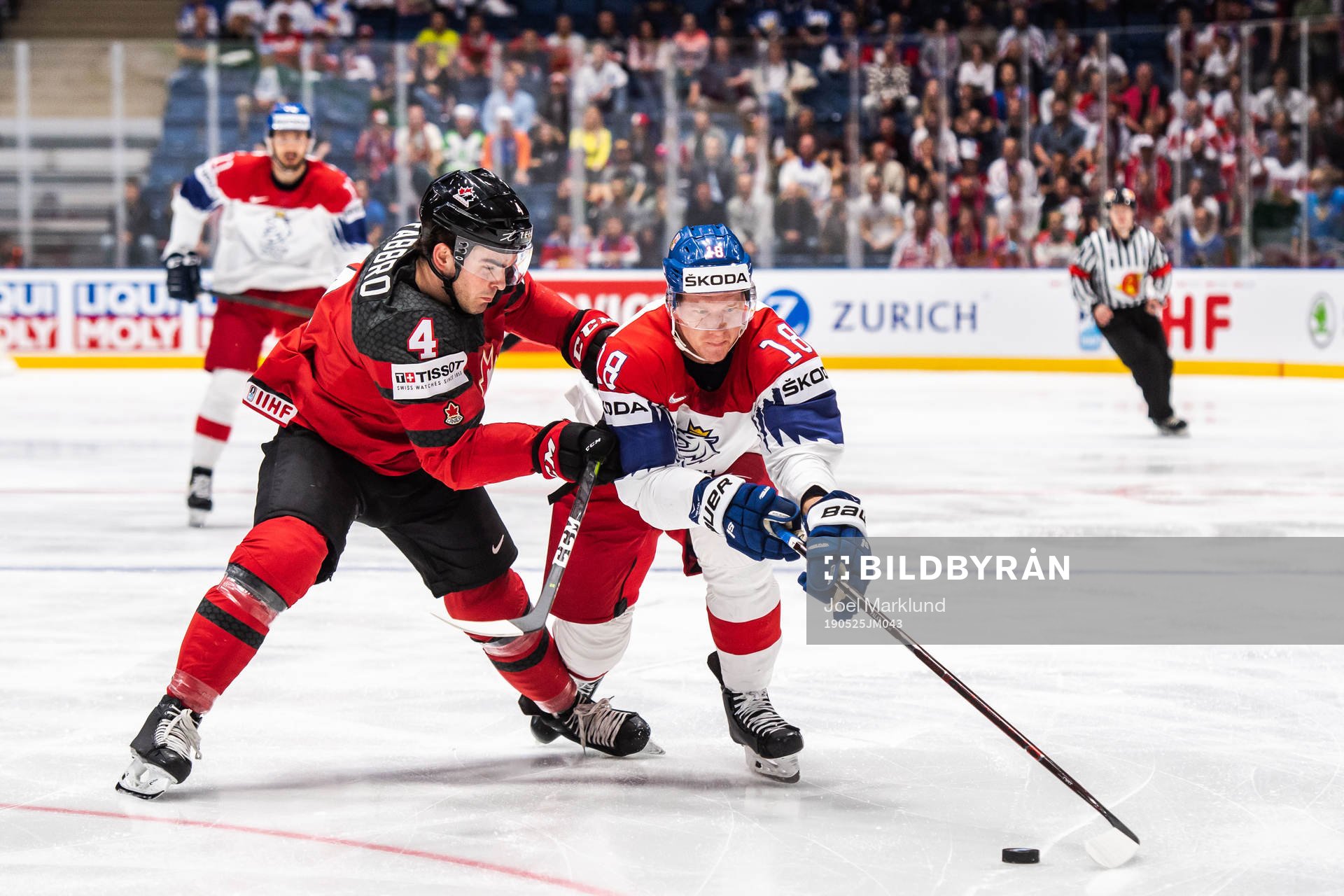 Dante Fabbro of Canada and Ondrej Palat of Czech Republic