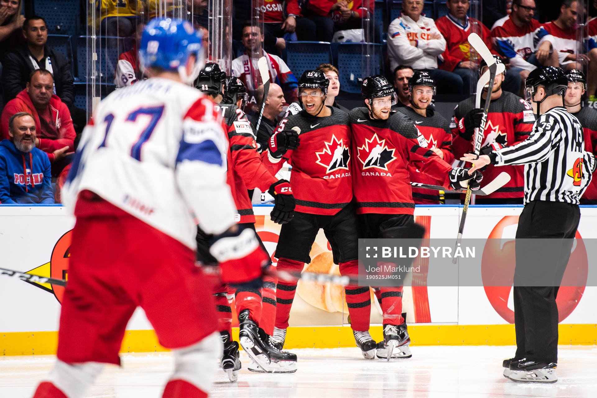 Sam Reinhart, Darnell Nurse and Damon Severson of Canada