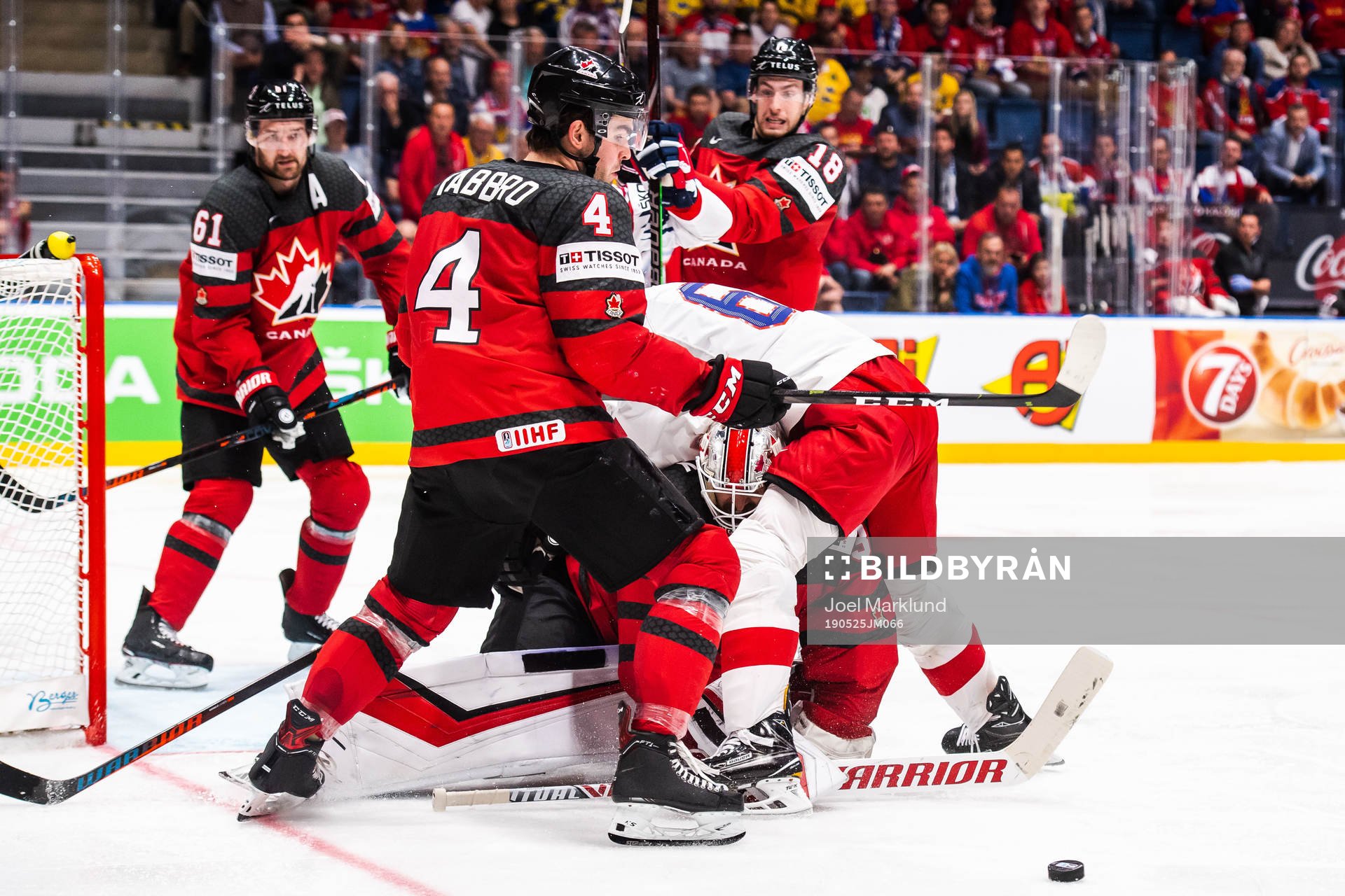 Dante Fabbro, Mark Stone and goaltender Matt Murray of