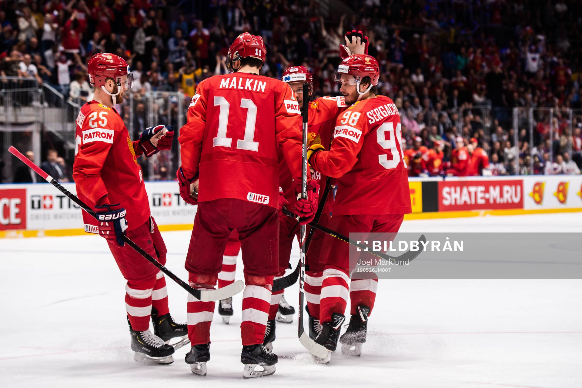 Mikhail Grigorenko, Evgeni Malkin, Yevgeni Dadonov and