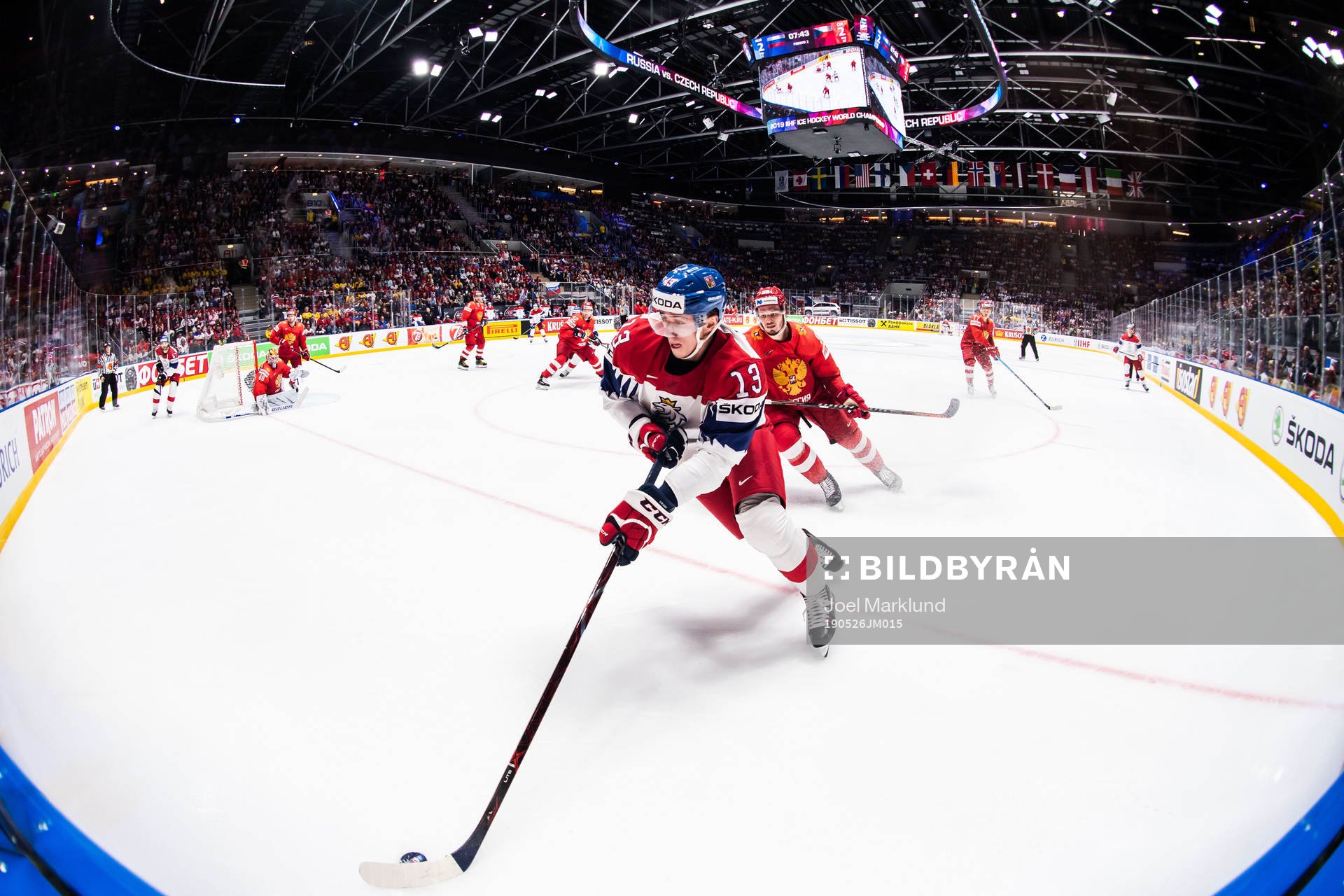 Jakub Vrana of Czech Republic and Mikhail Sergachyov of