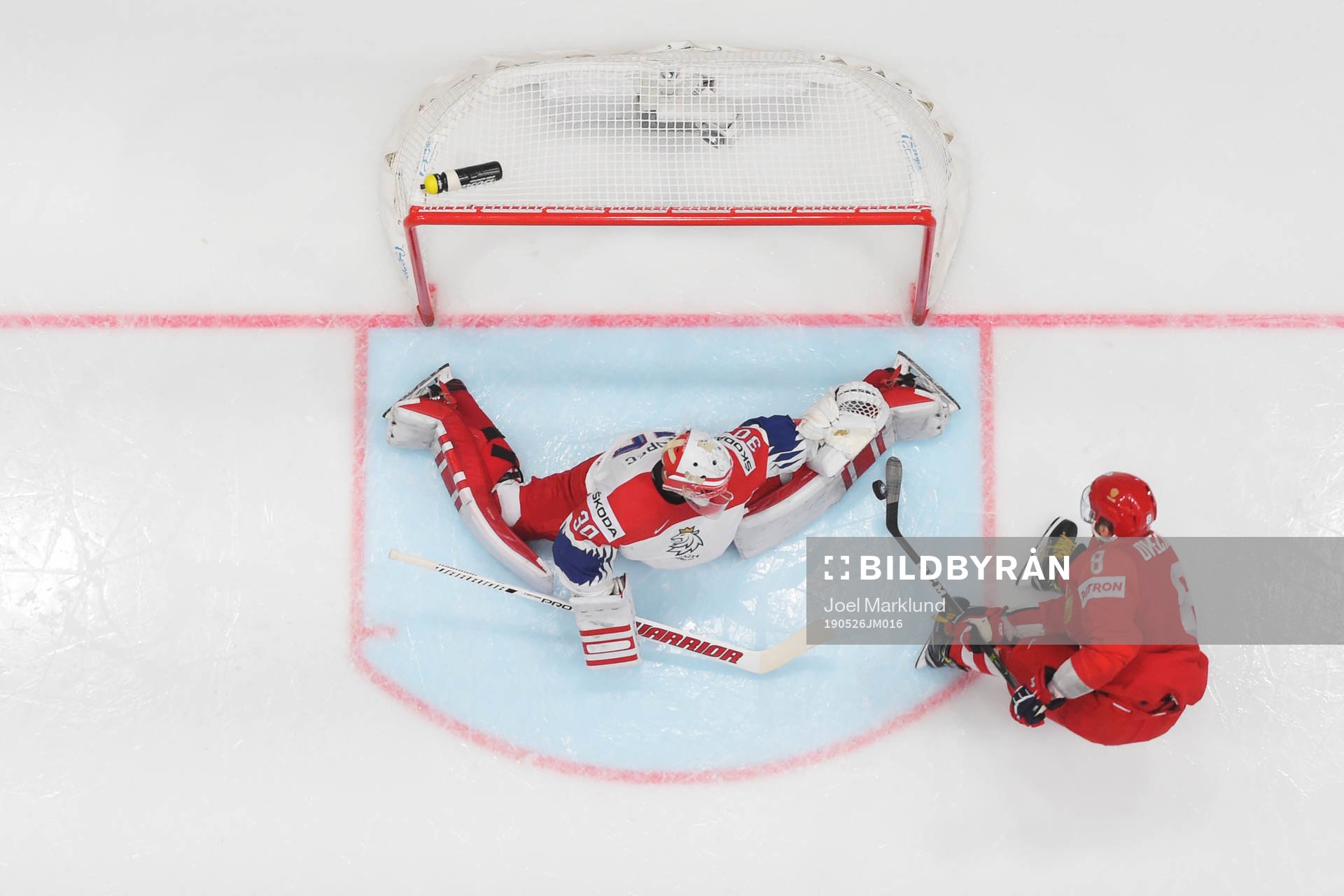 Goaltender Simon Hrubec of Czech Republic makes a save