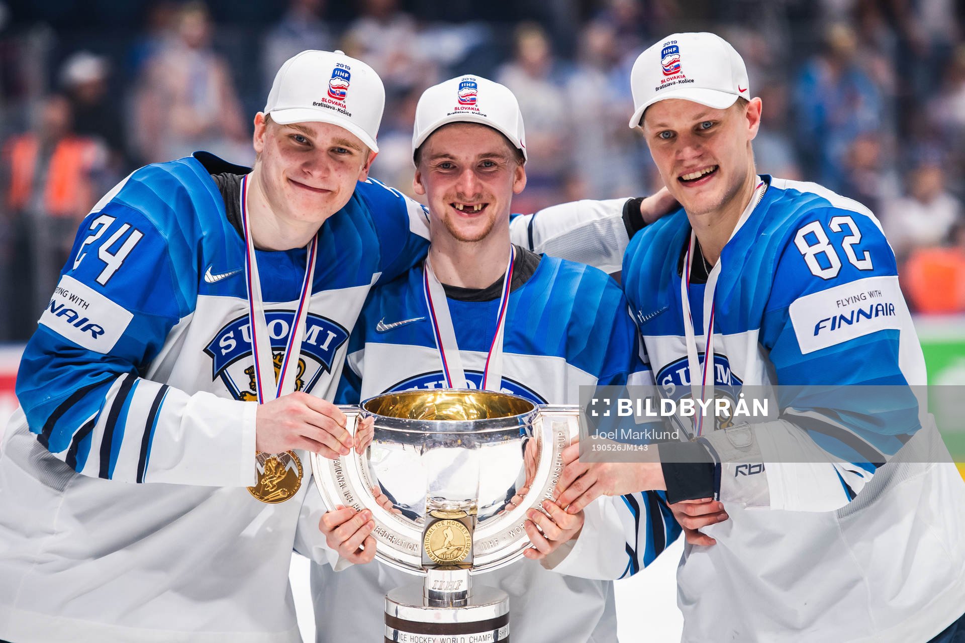 Kaapo Kakko, Sakari Manninen and Harri Pesonen of Finland