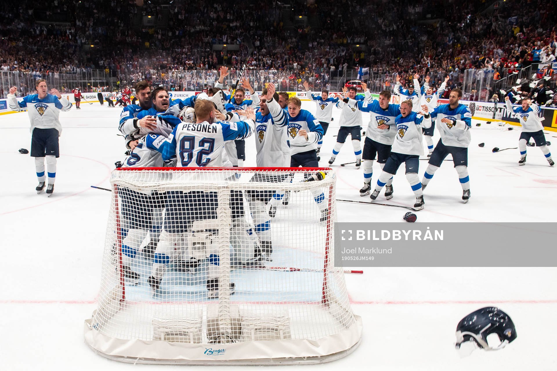 Players of Finland celebrate their win