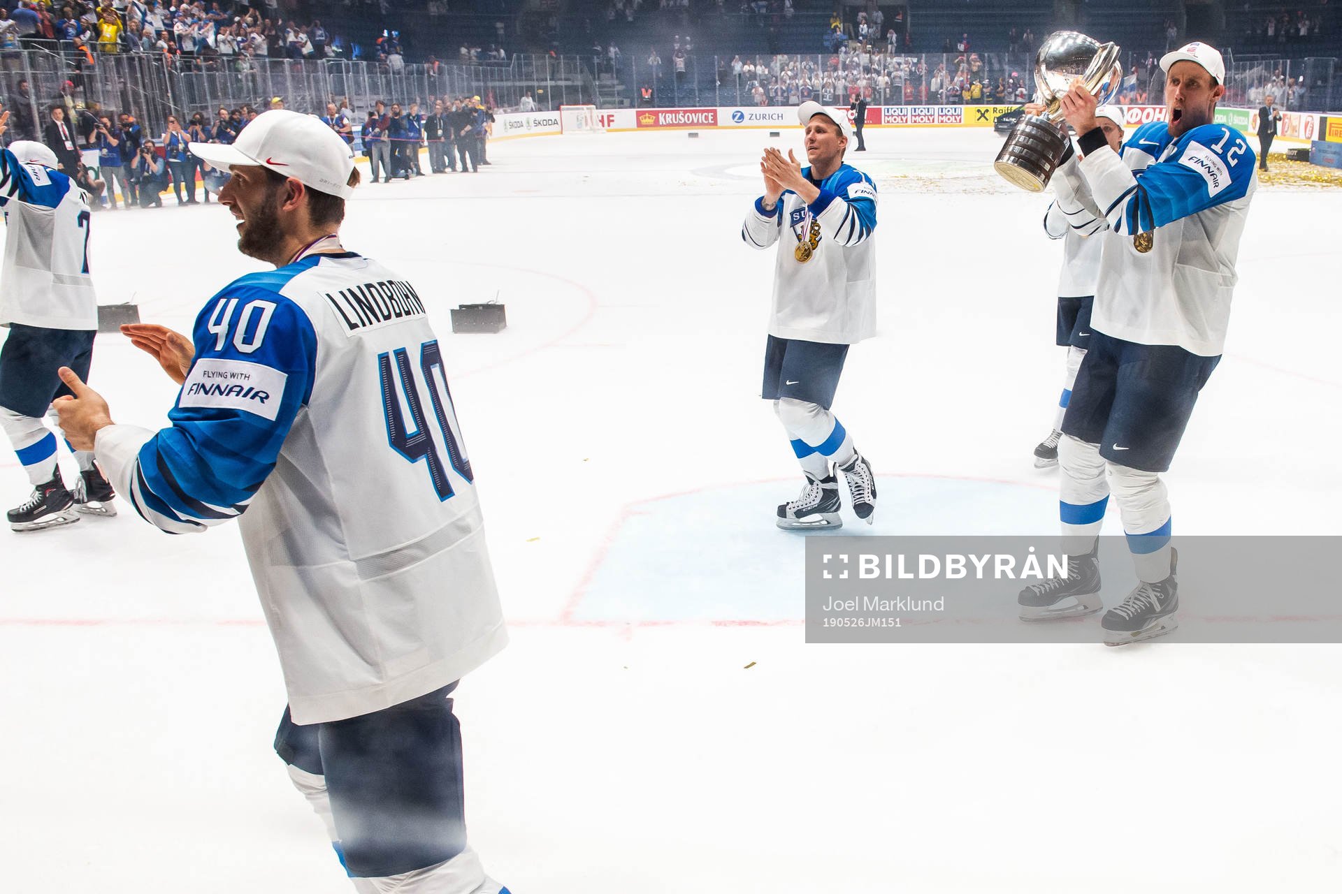 Petteri Lindbohm and Marko Anttila of Finland celebrate