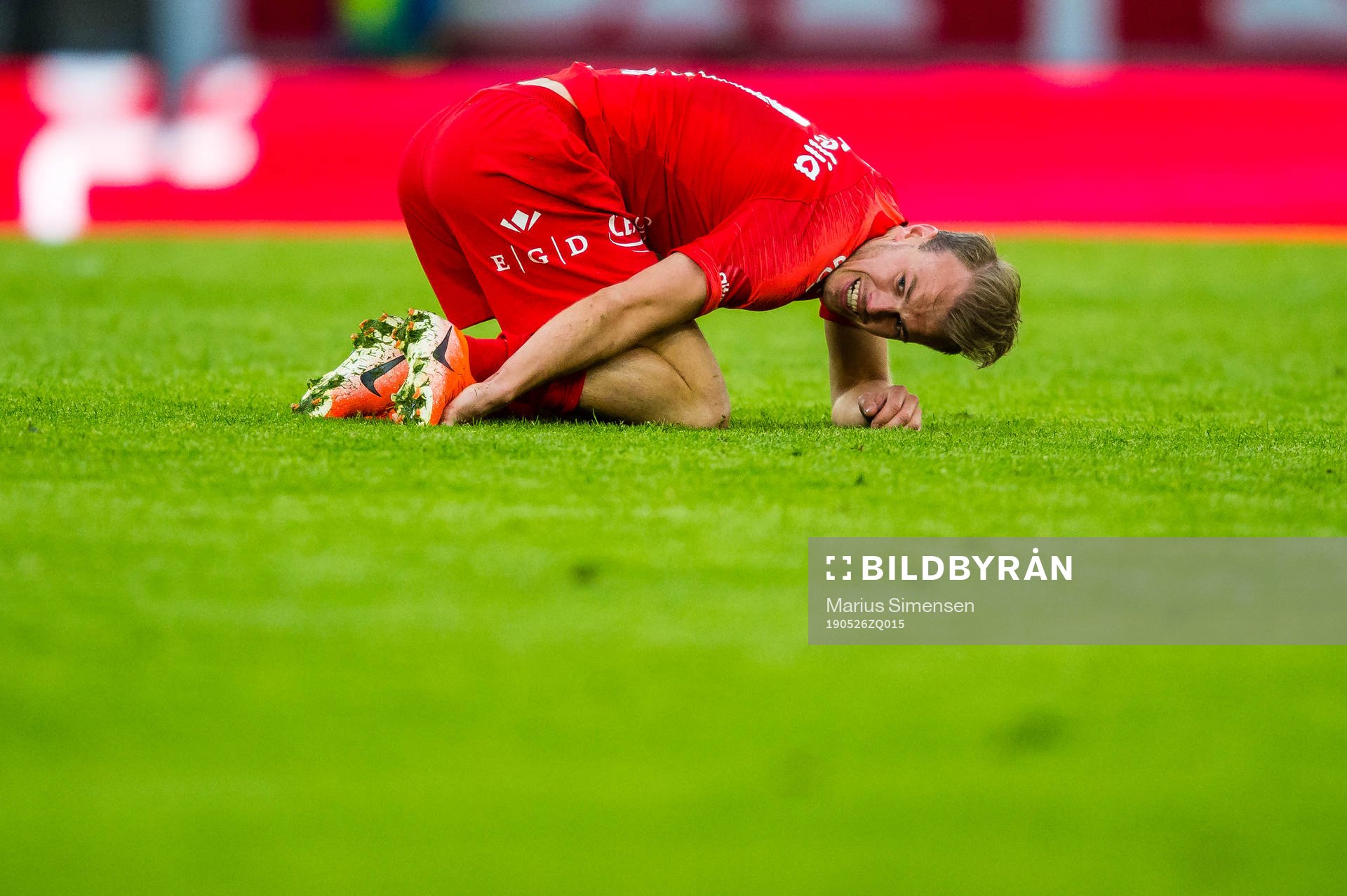 Petter Strand of Brann in pain