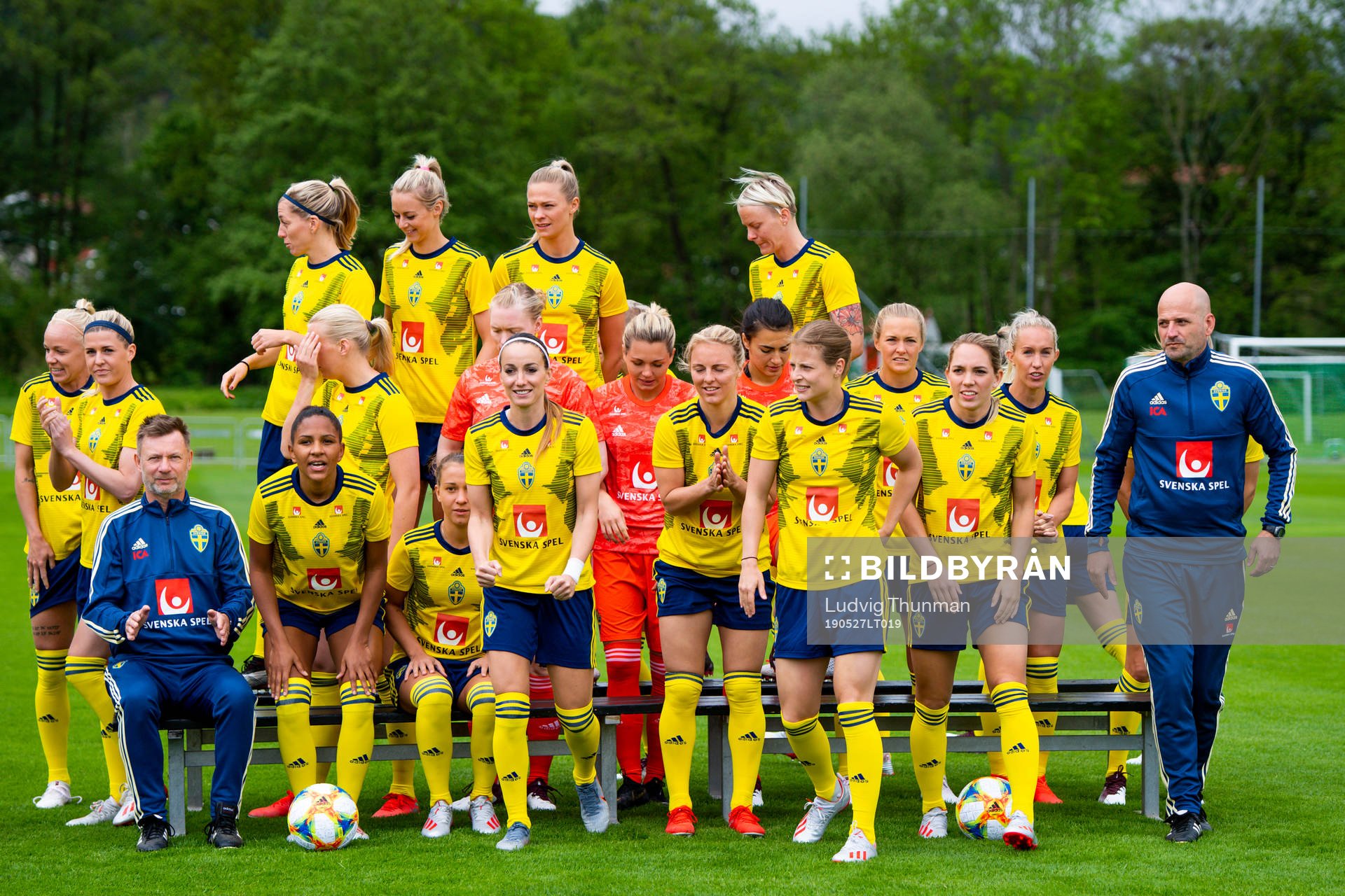 Players leave after a team photo shoot with Players and coaching staff of the Swedish women's national football team on May 27, 2019 in Båstad.