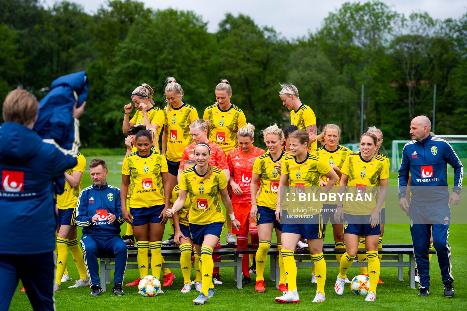 Players leave after a team photo shoot with Players and coaching staff of the Swedish women's national football team on May 27, 2019 in Båstad.