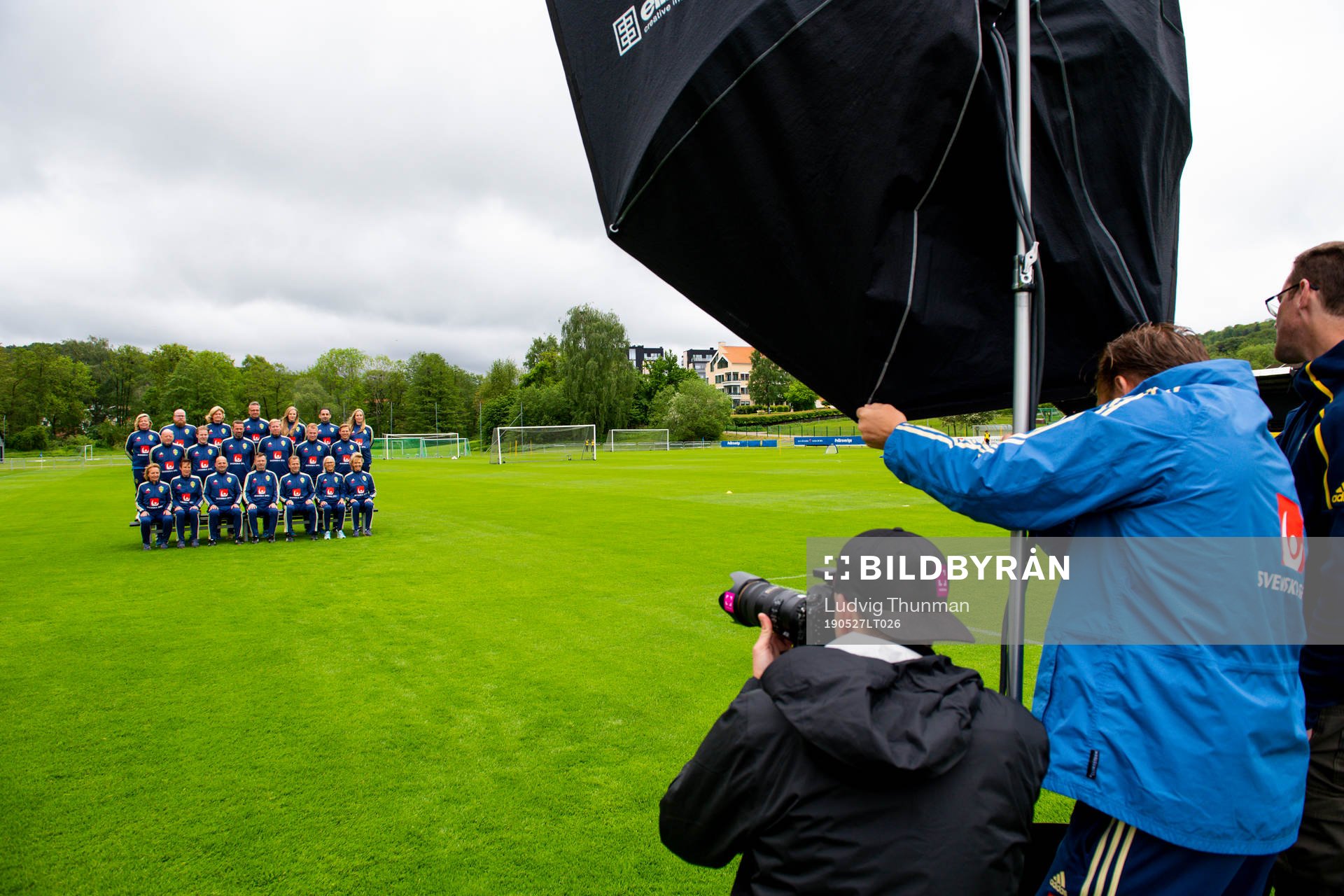 A team photo shoot with coaching staff of the Swedish women's national football team on May 27, 2019 in Båstad.