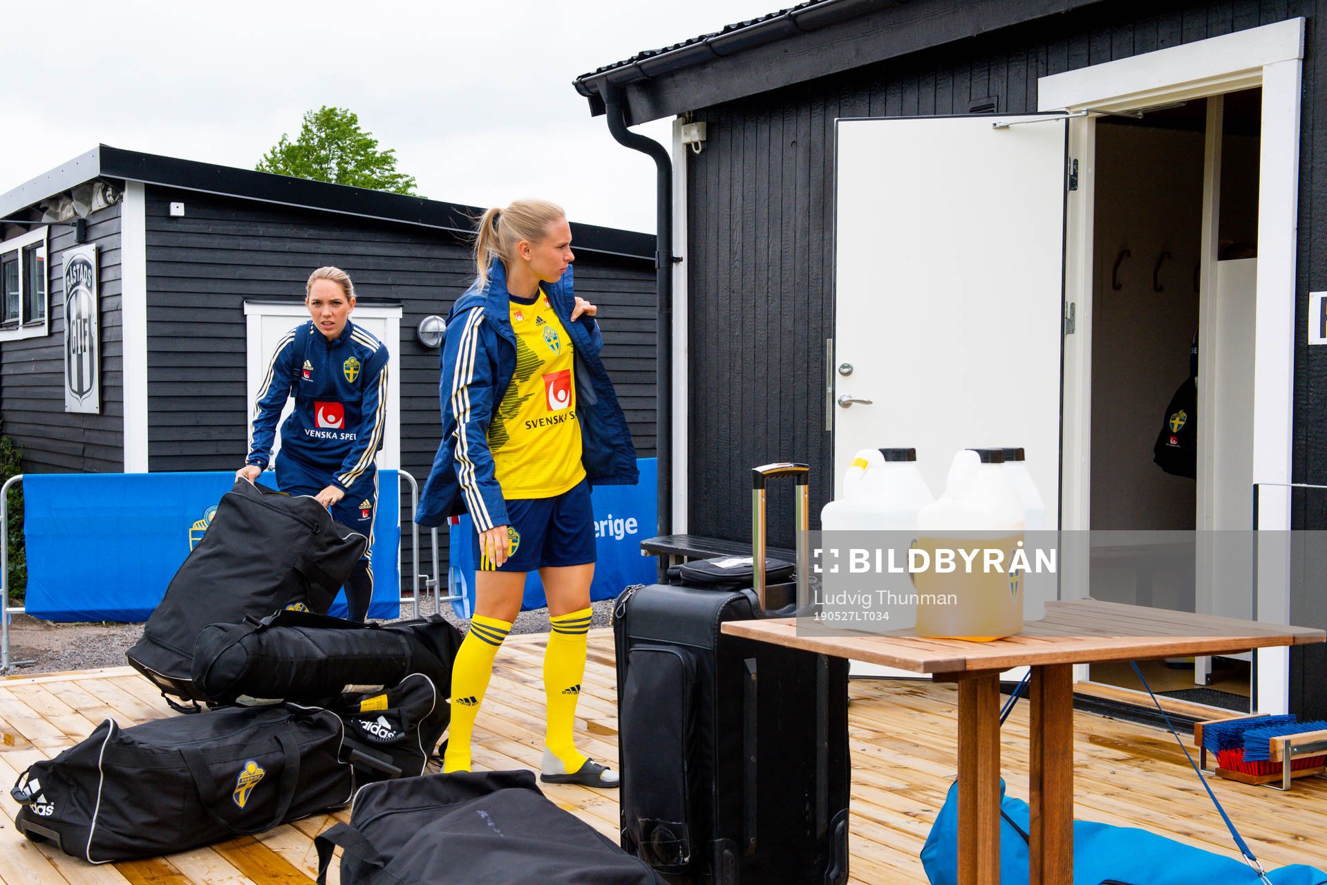 Elin Rubensson and Jonna Andersson arrives for a team photo