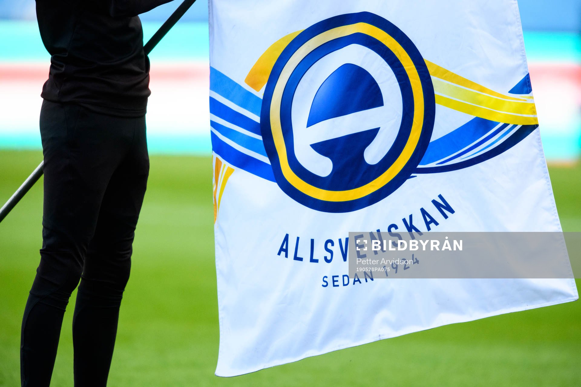 Logotypen för Allsvenskan på en flagga